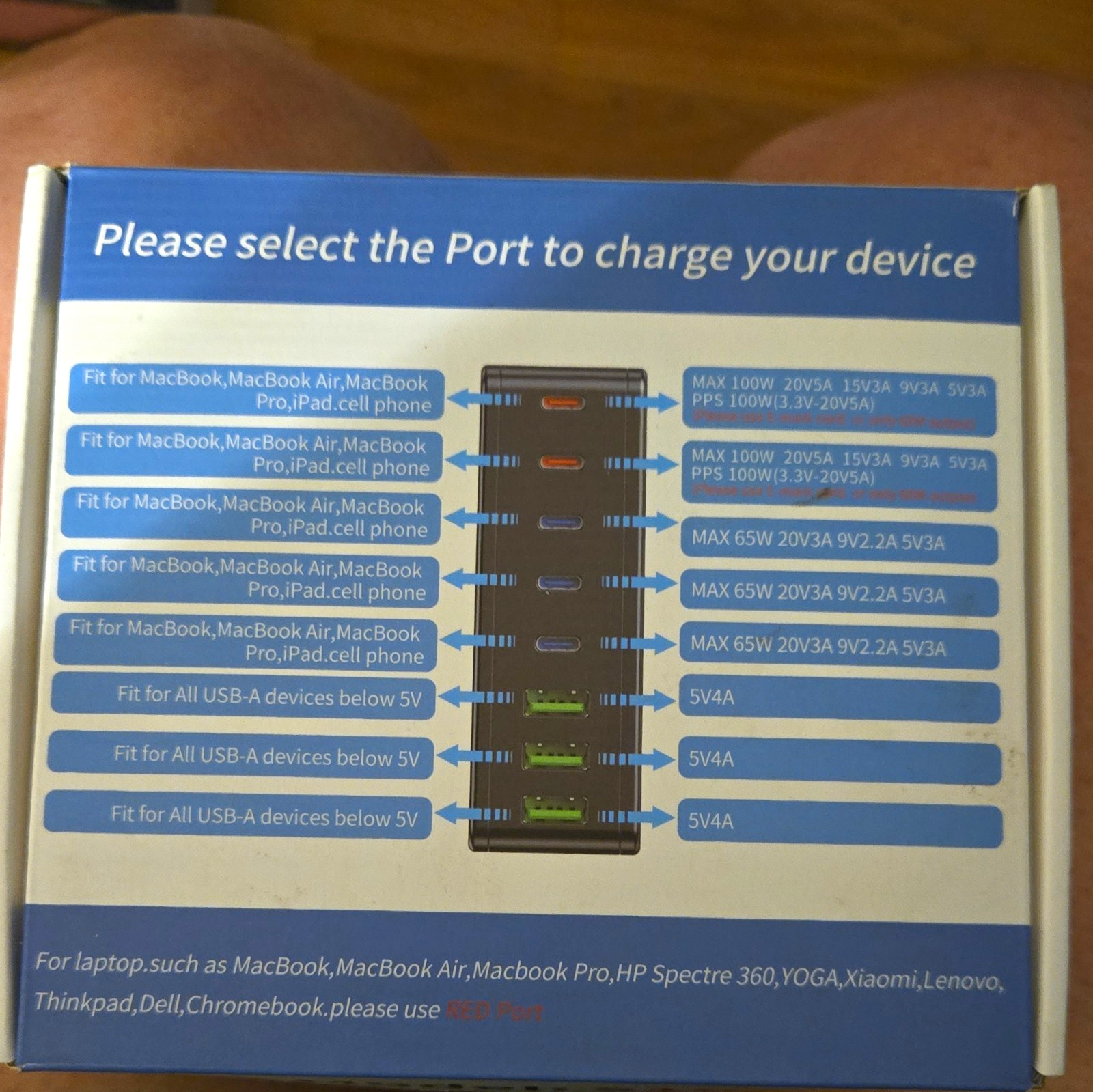 8-Port Powered USB Charging Hub 5x USB-C 3x USB-A Black 5V 1:8
