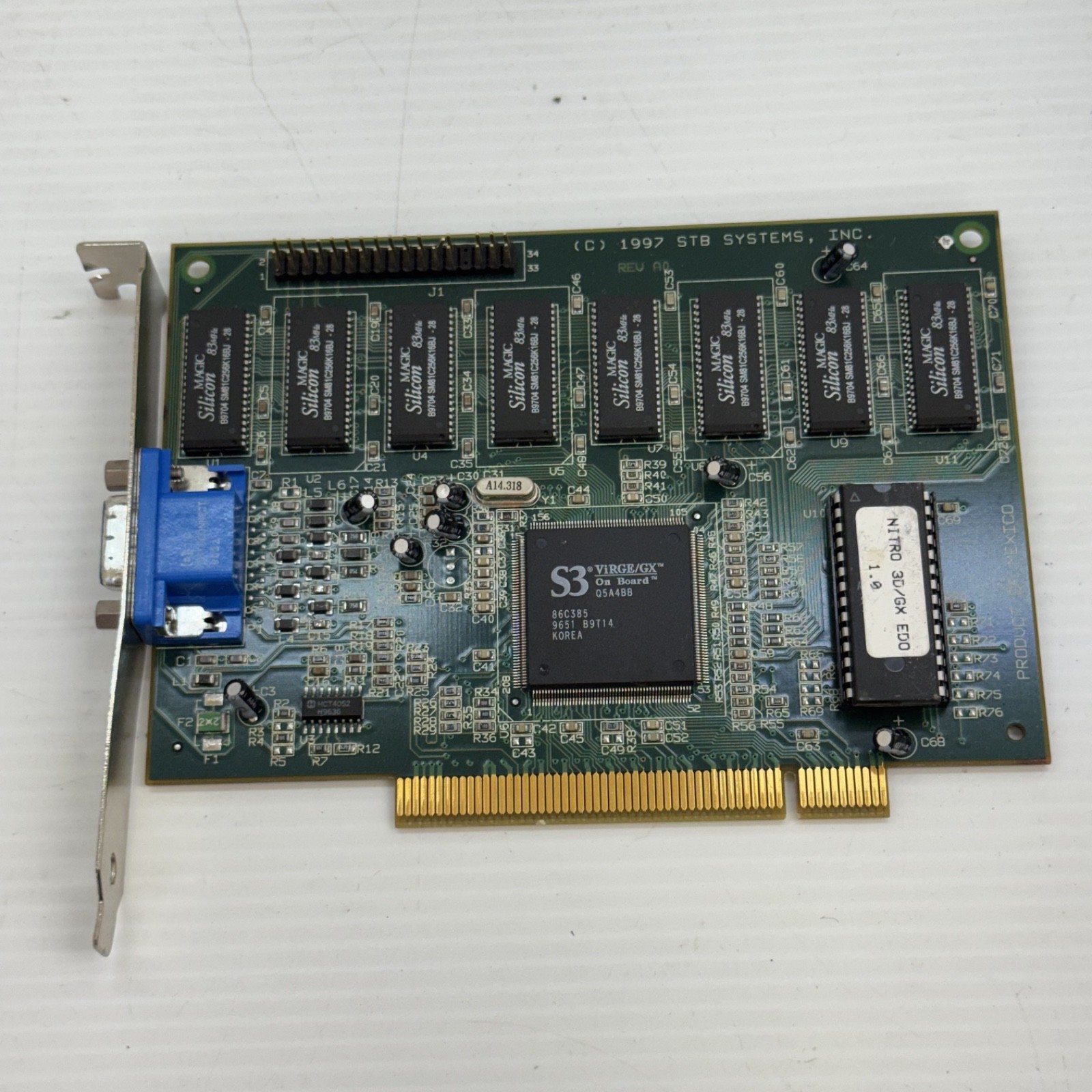 DELL 97886 PCI PG64V VIDEO ADAPTER BOARD STB 1X0-0362-509 S3 TRIO64V+