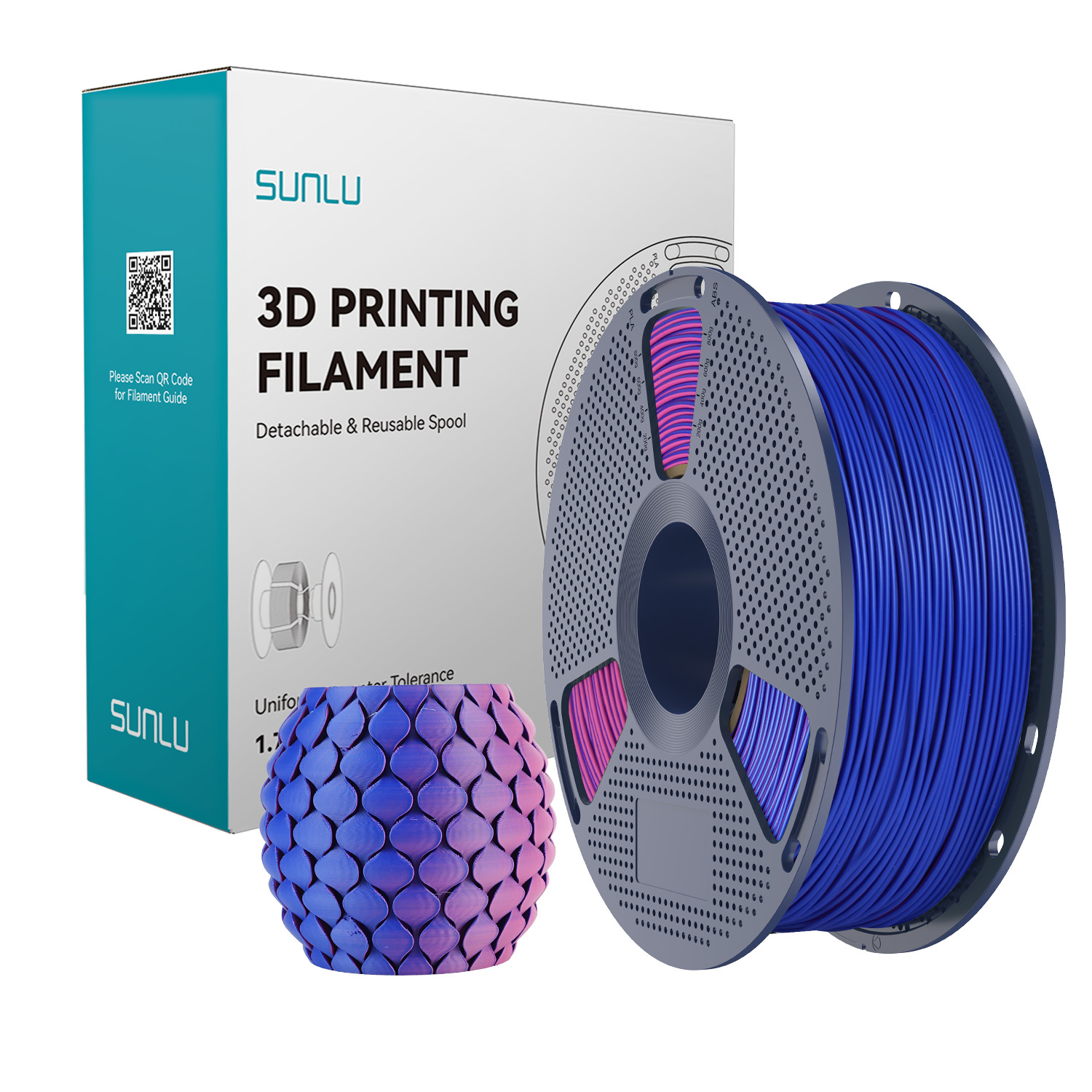 SUNLU 1.75mm Matte PLA Dual Color Filament for 3D Printer 1KG Spool