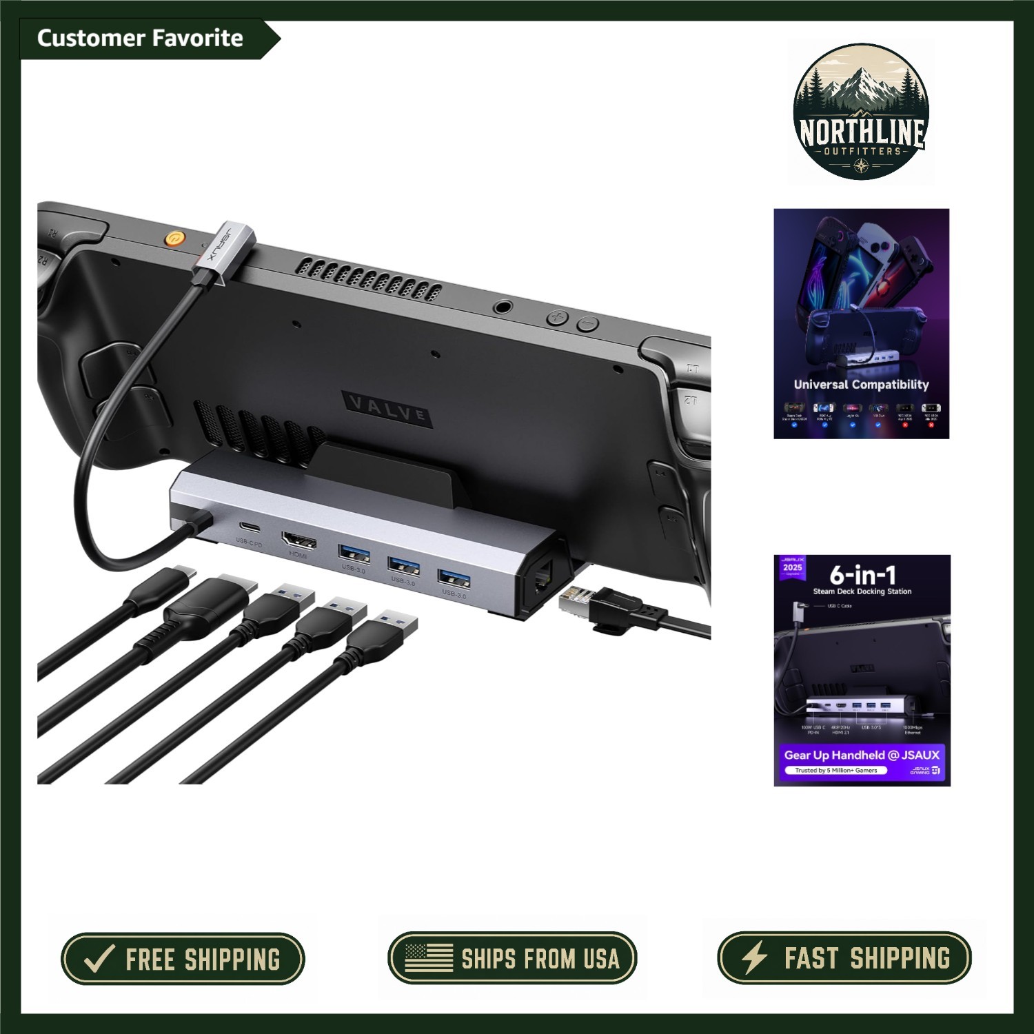 Expanded Compatibility 6-in-1 Docking Station | HD Gaming & Turbo Mode Supported