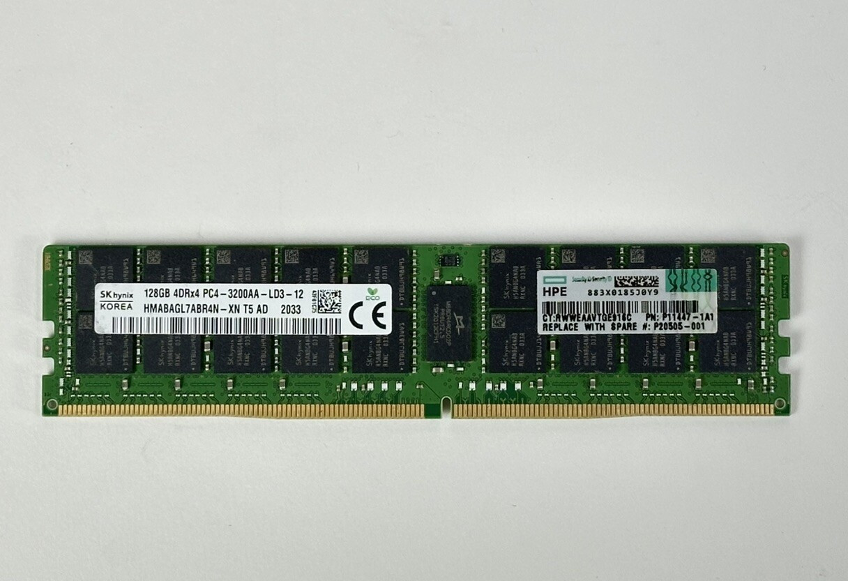 HPE 1x 128GB 4DRx4 PC4-3200AA-L LRDIMM ECC DDR4 RAM Memory Hynix Load Reduced