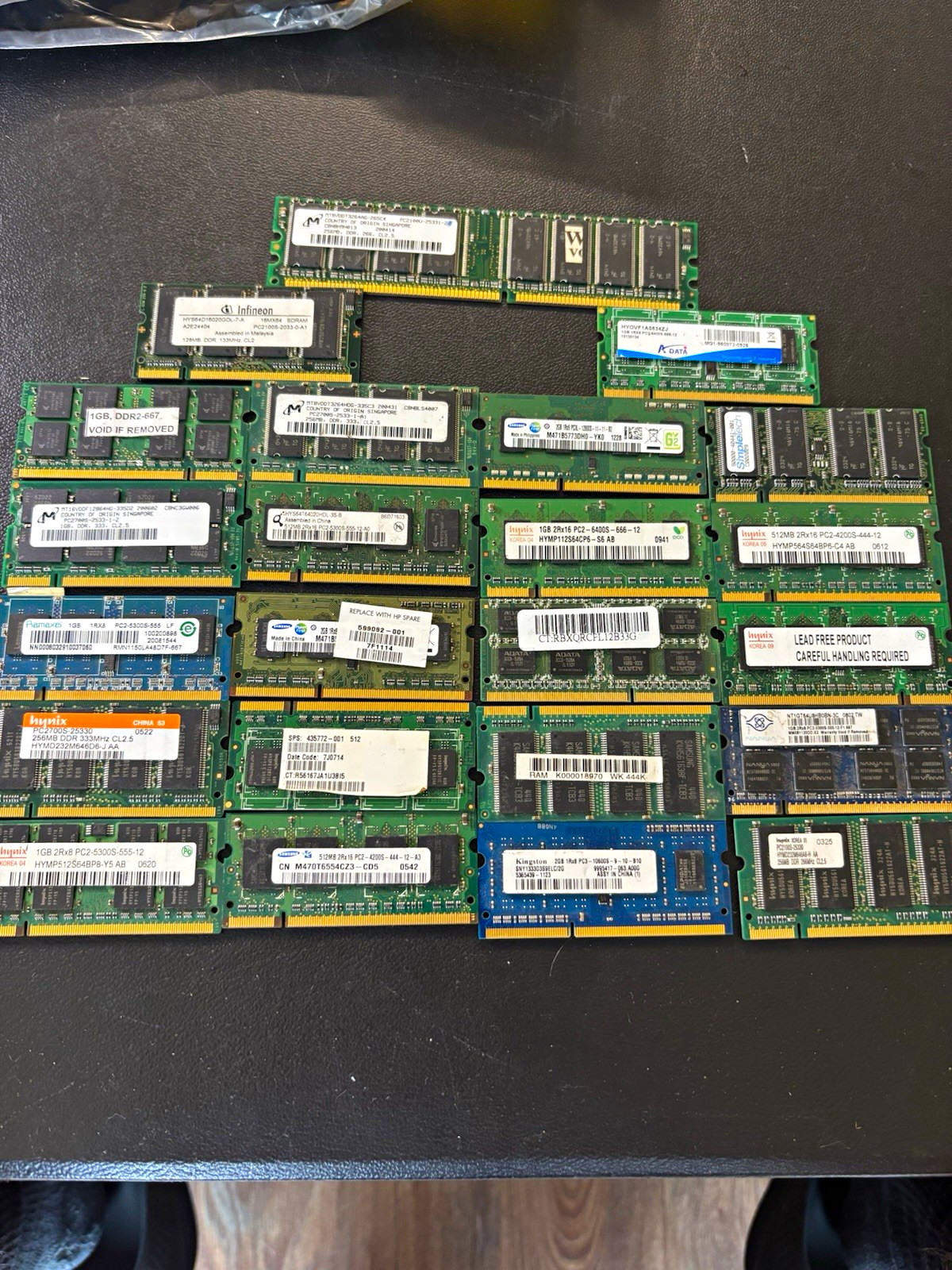 20pc Mixed Laptop RAM Memory Lot DDR DDR2 DDR3 Samsung Hynix Micron Kingston