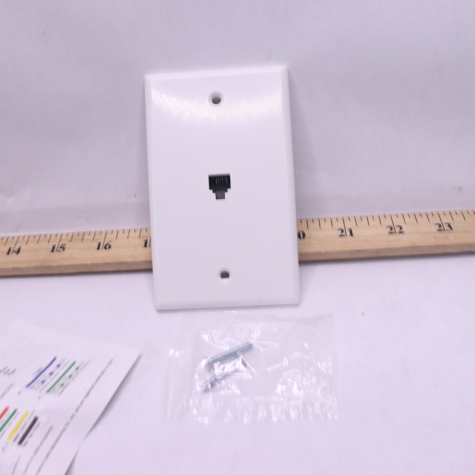 Leviton Standard Telephone Wall Jack 6P4C Screw Terminals White 40249-W 