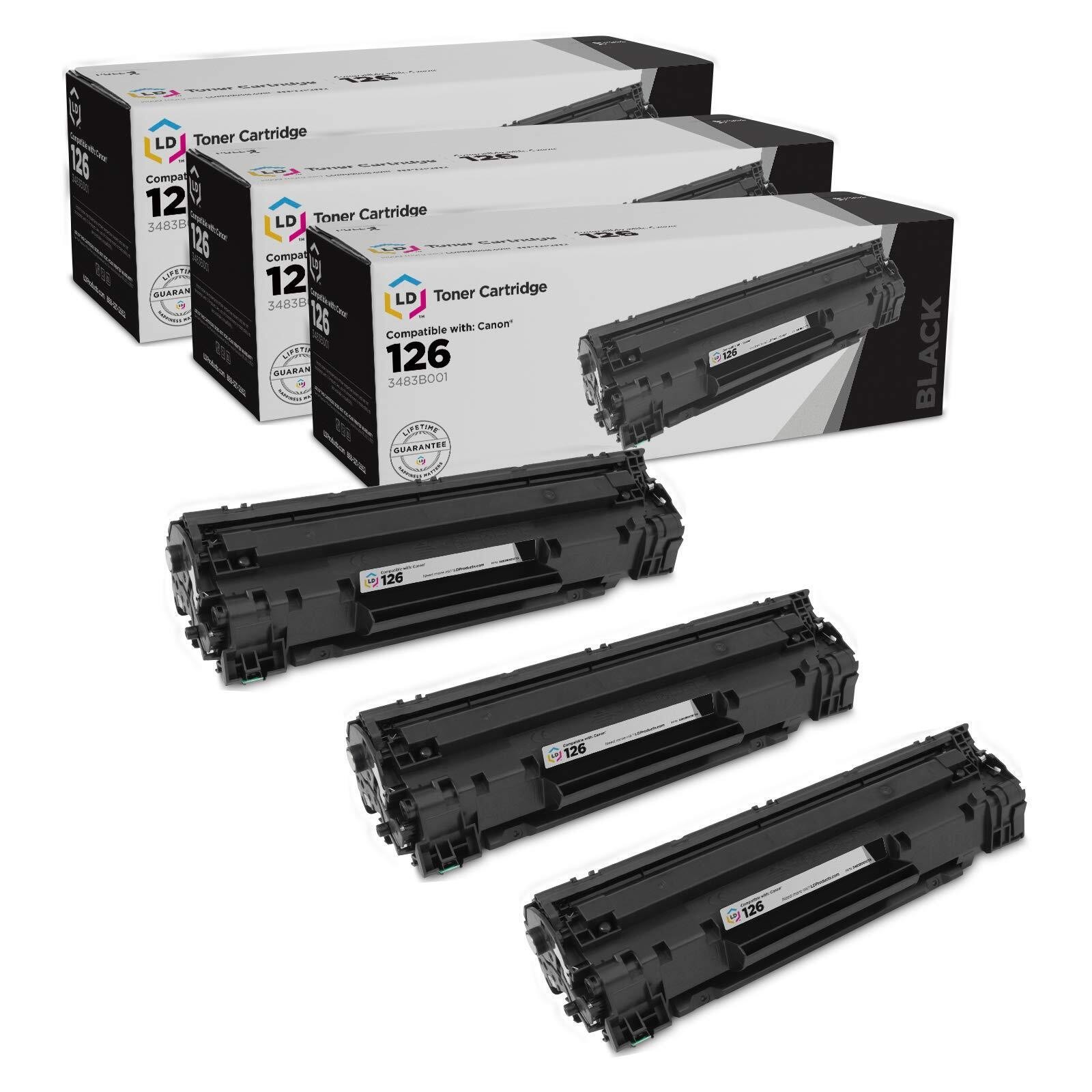 LD 3PK Replacement Canon 126 CRG126 Black Toner ImageClass LBP6200d LBP6230dw