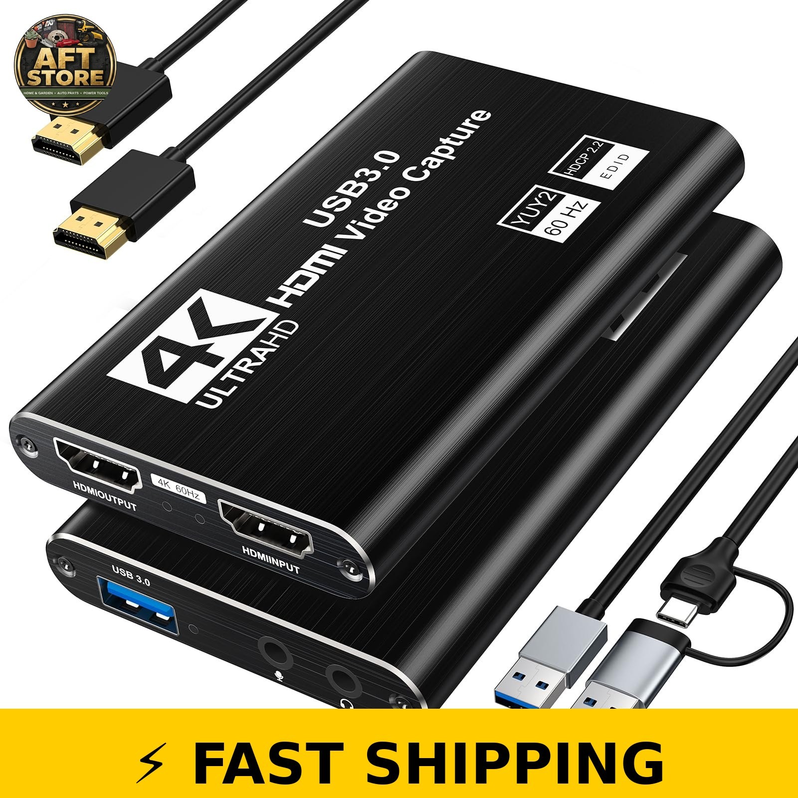 XIIXMASK USB 3.0 HDMI Capture Card, 4K Pass-Through, 1080P 60FPS