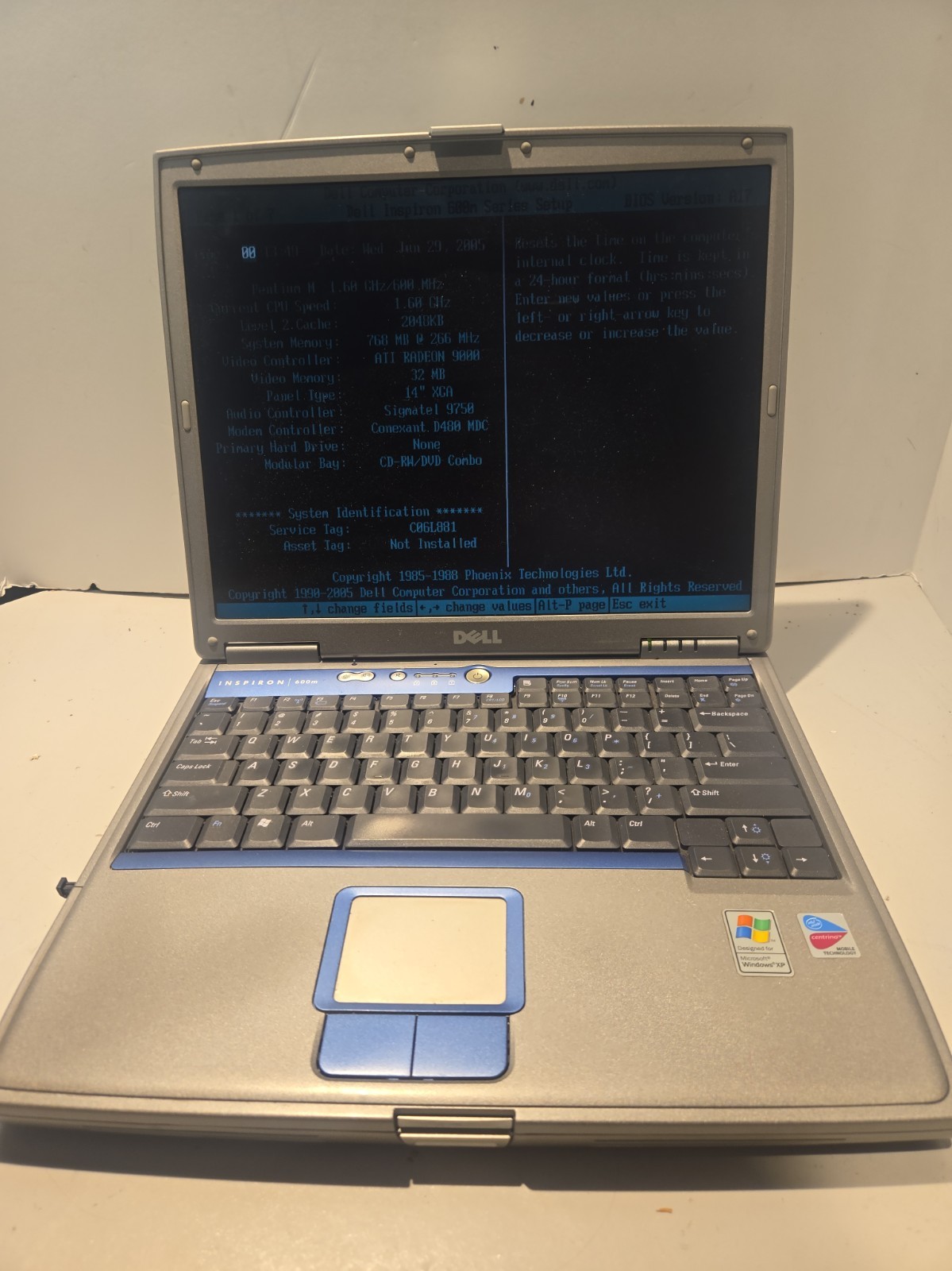 Dell Inspiron 600m Laptop Windows XP Intel M 14" | No Pwr Cable | No HDD 