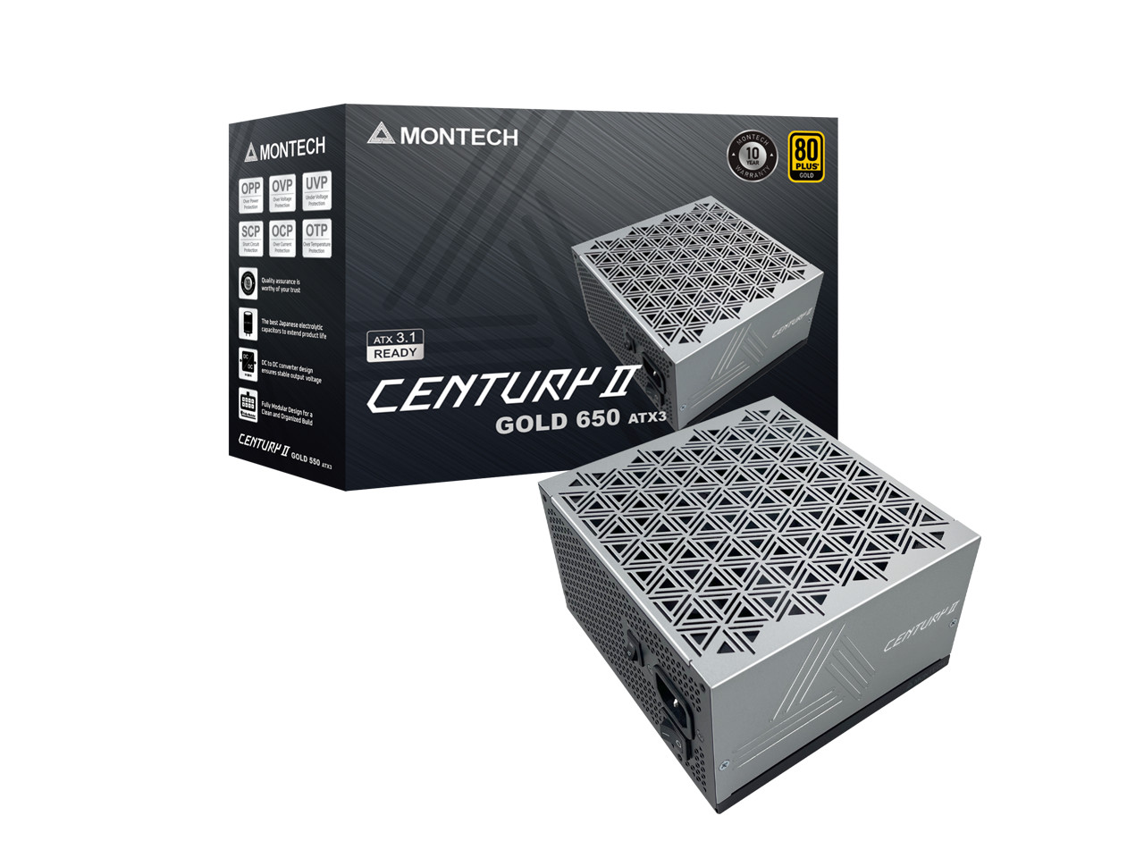 MONTECH Century II - 650W High-End ATX Gaming Power Supply - 80 Plus Gold Effici
