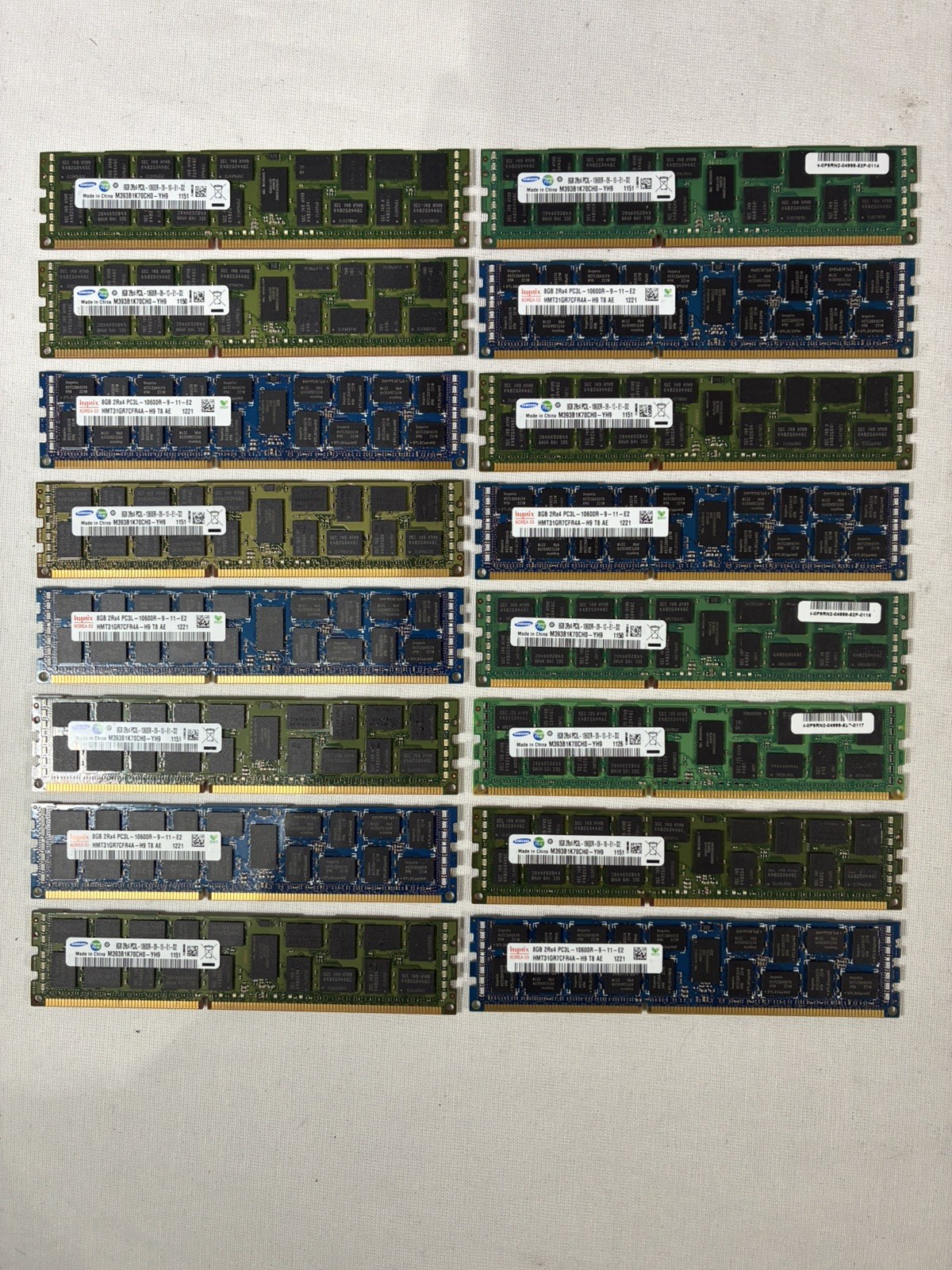 (Lot of 16) 8GB DDR3 PC3 ECC RDIMM Server RAM Memory Mix Speed Mix Brand