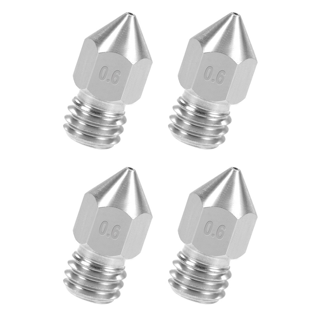 5PCS 0.6mm 3D Printer Nozzles Head M6 Thread Stainless Steel