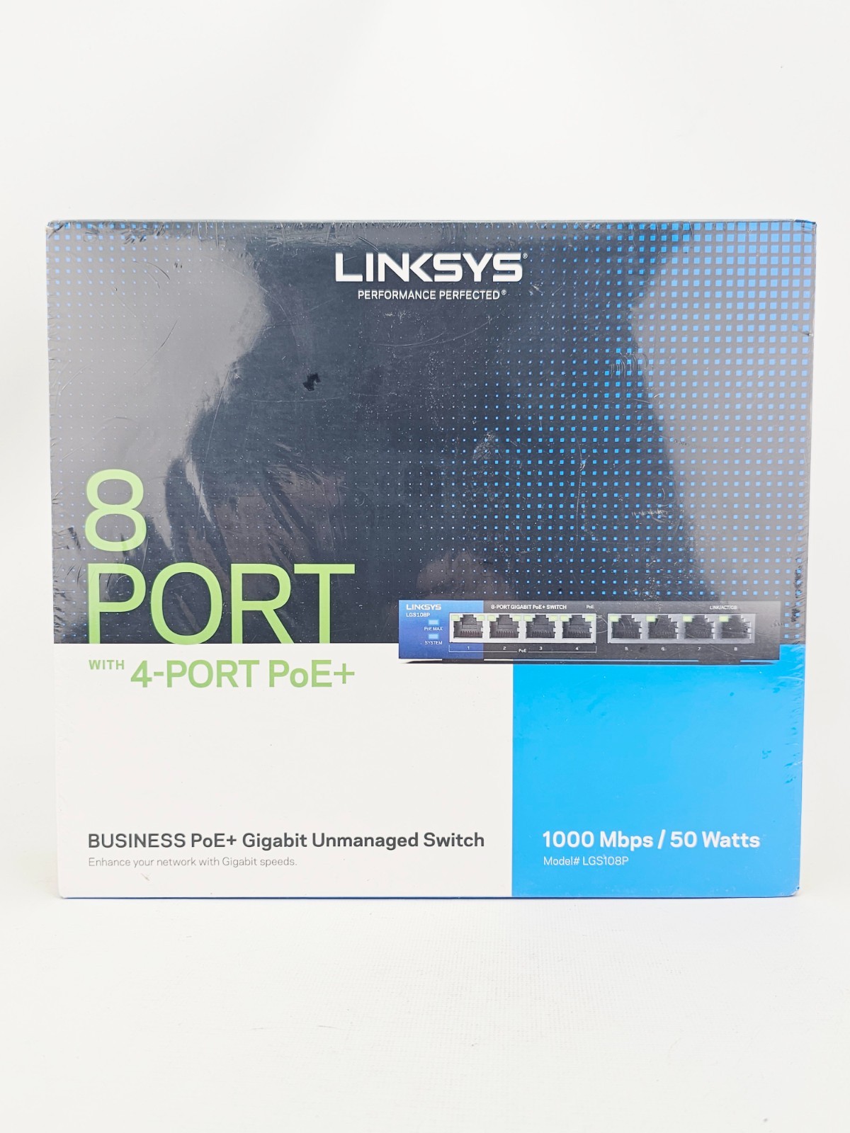 Linksys Business Desktop 8 Port 4 Port PoE 1000 Mbps 50 Watts LGS108p