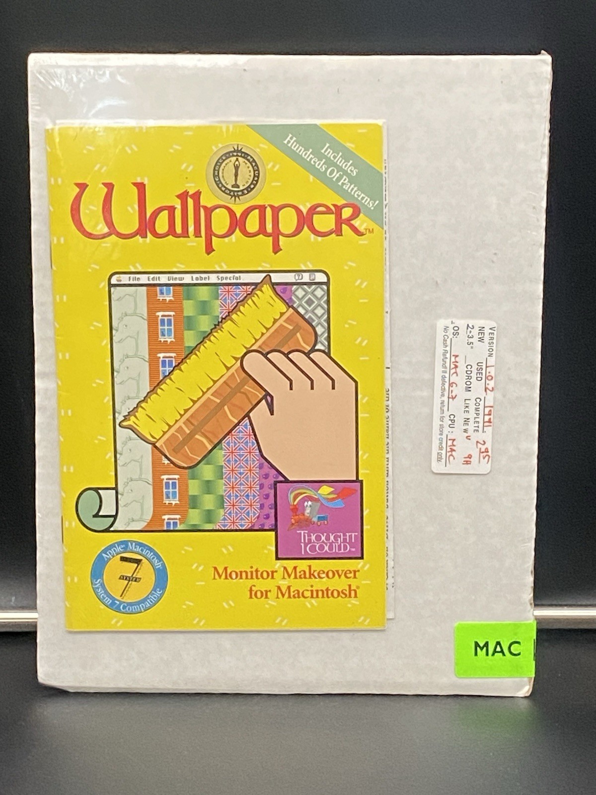 Vtg Wallpaper Monitor Makeover for Apple Mac OS 7 1991 Apple Floppy