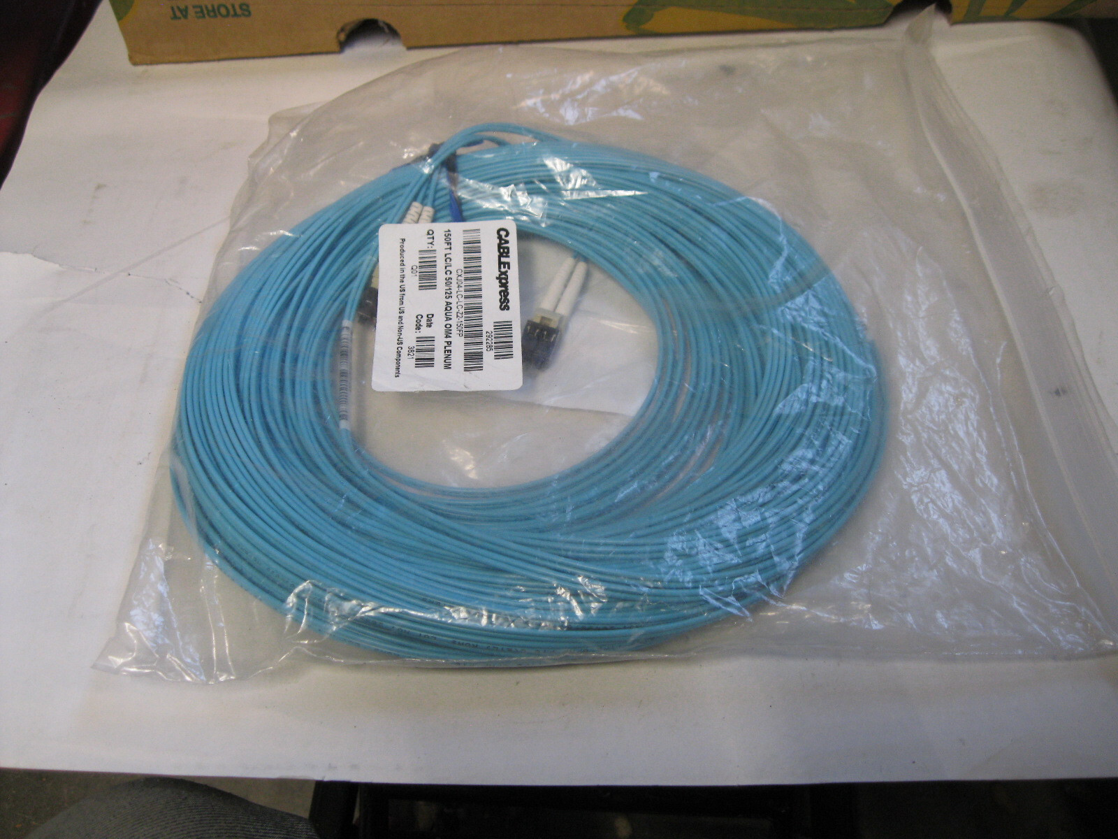 Cablexpress 150FT  LC/LC 50/125 Aqua OM4 Plenum Fiber Optic Patch Cable