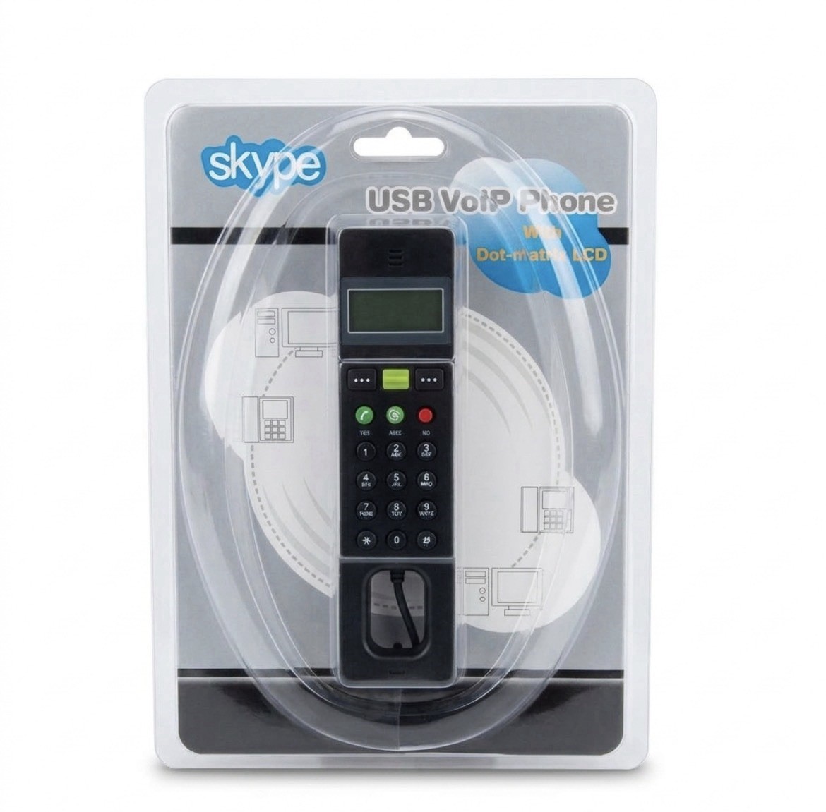 Rare New In Package Skype USB Phone VOIP With Dot Matrix LCD Collectible