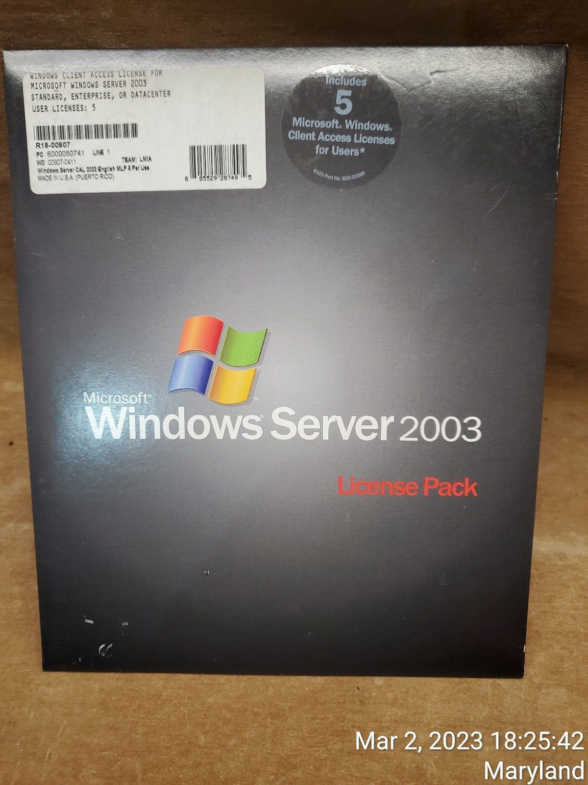 Microsoft Windows Server 2003 Enterprise Edition with 5 Client Access Licenses