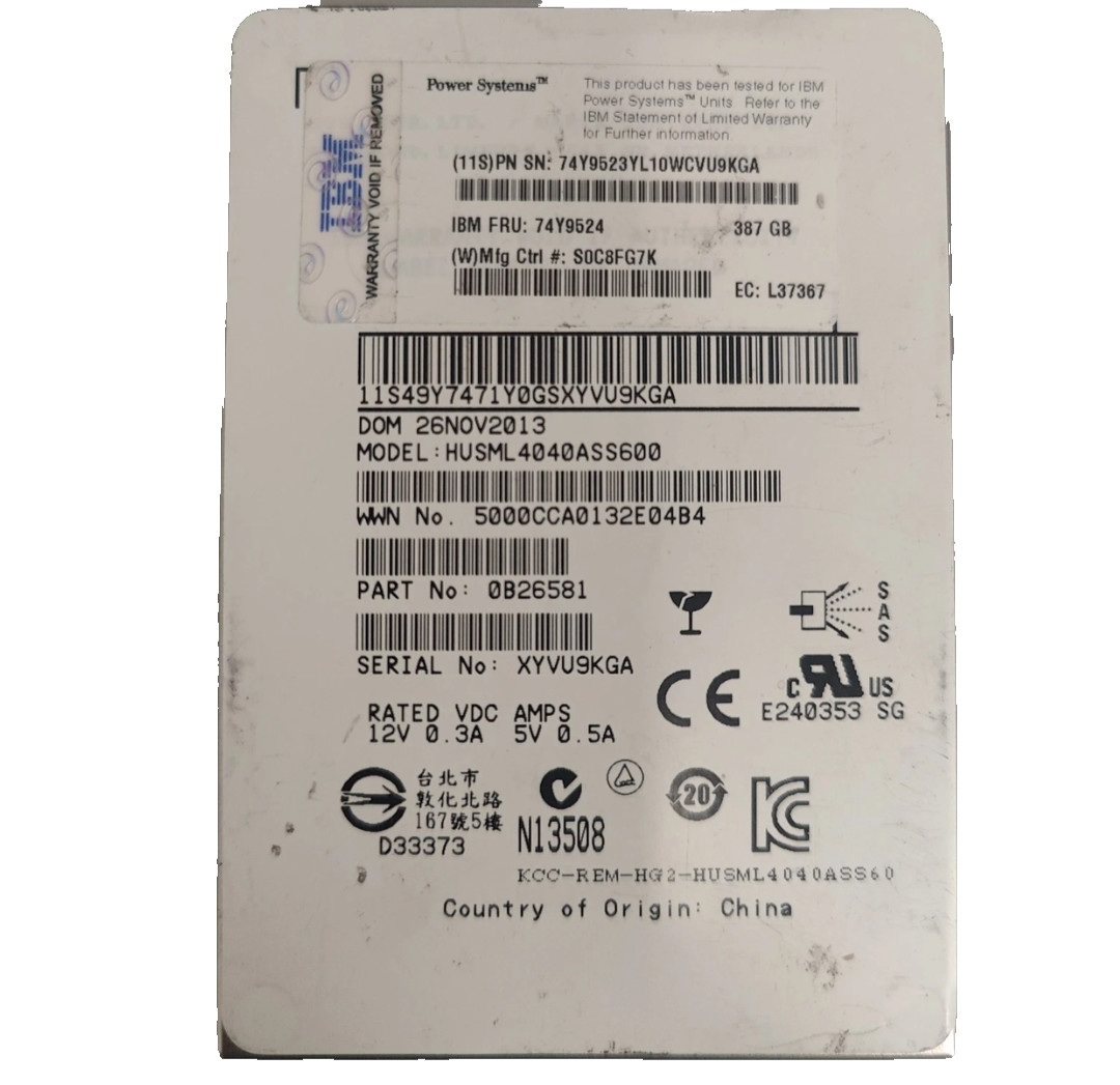 IBM 400GB SAS 6Gbps 2.5" SSD 0B26581 HUSML4040ASS600
