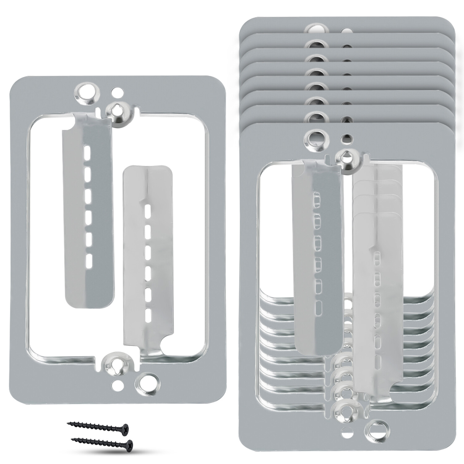 Low Volatge 1 Port Steel Drywall Bracket Wall Plate Mount Mud Ring Metal 10 Pack