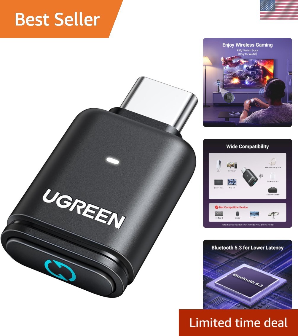 Compact USB-C Bluetooth Audio Adapter for PS5 - High-Quality Wireless Sound