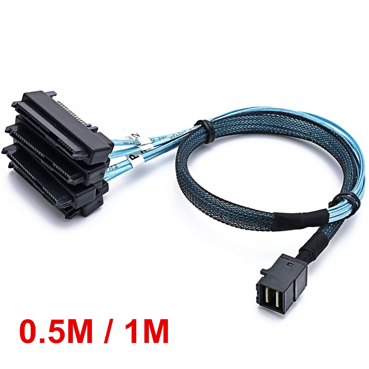 Power Port Hard Drive 0.5M 1M Mini SAS HDD SFF-8643 to 4 SFF-8482 Connector US