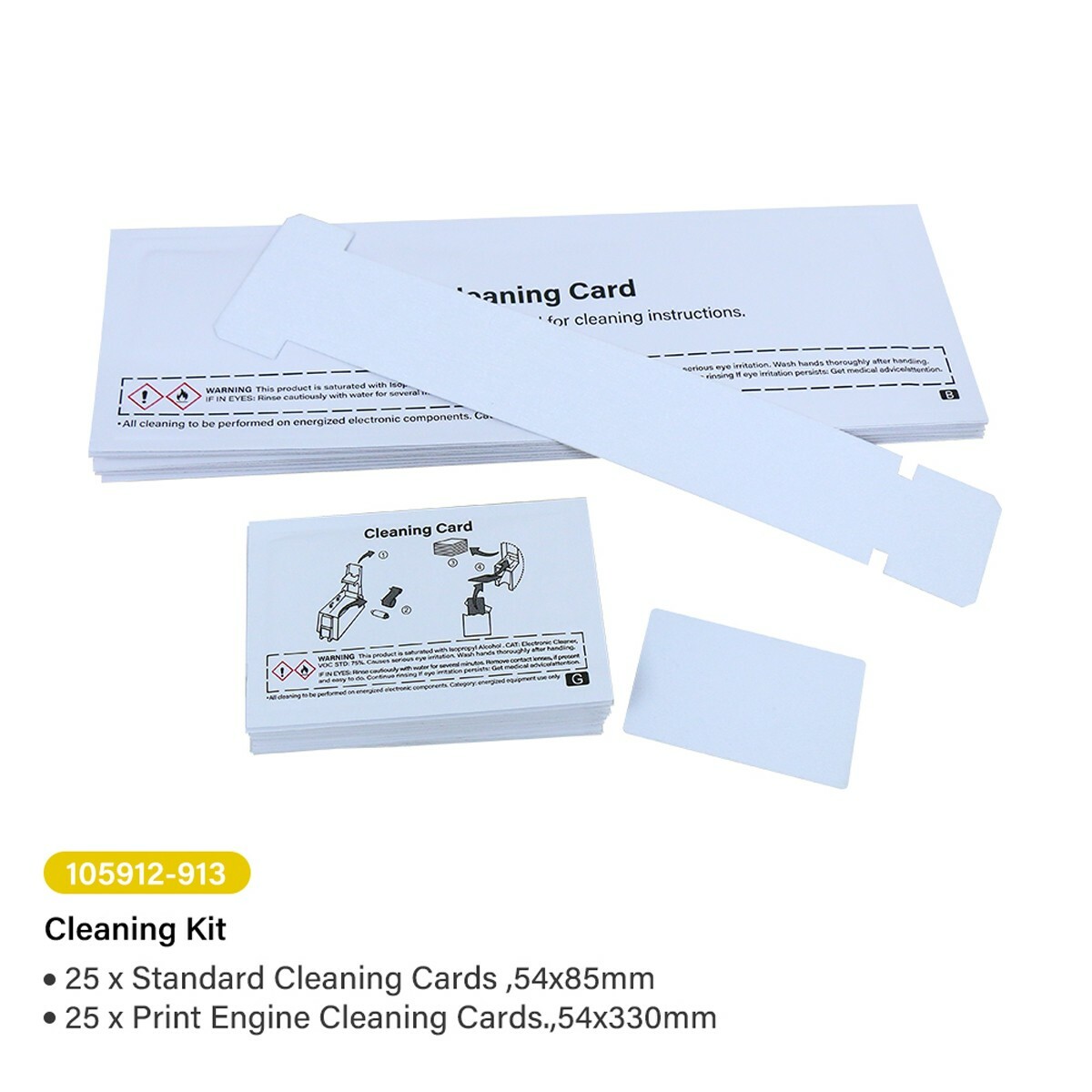 50pcs 105912-913 New Compatible for Zebra Premier Cleaning Card Kit 