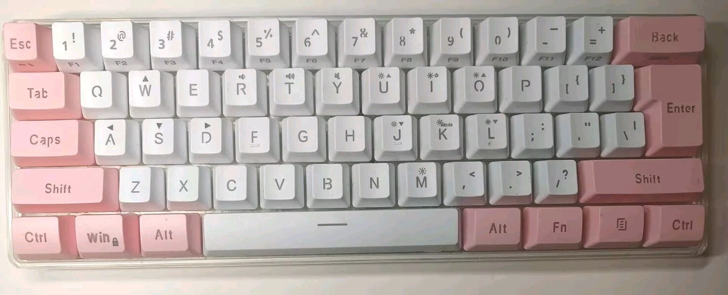 Snpurdiri v800 61-Key PINK WHITE Gaming Keyboard No cord RGB Streamer