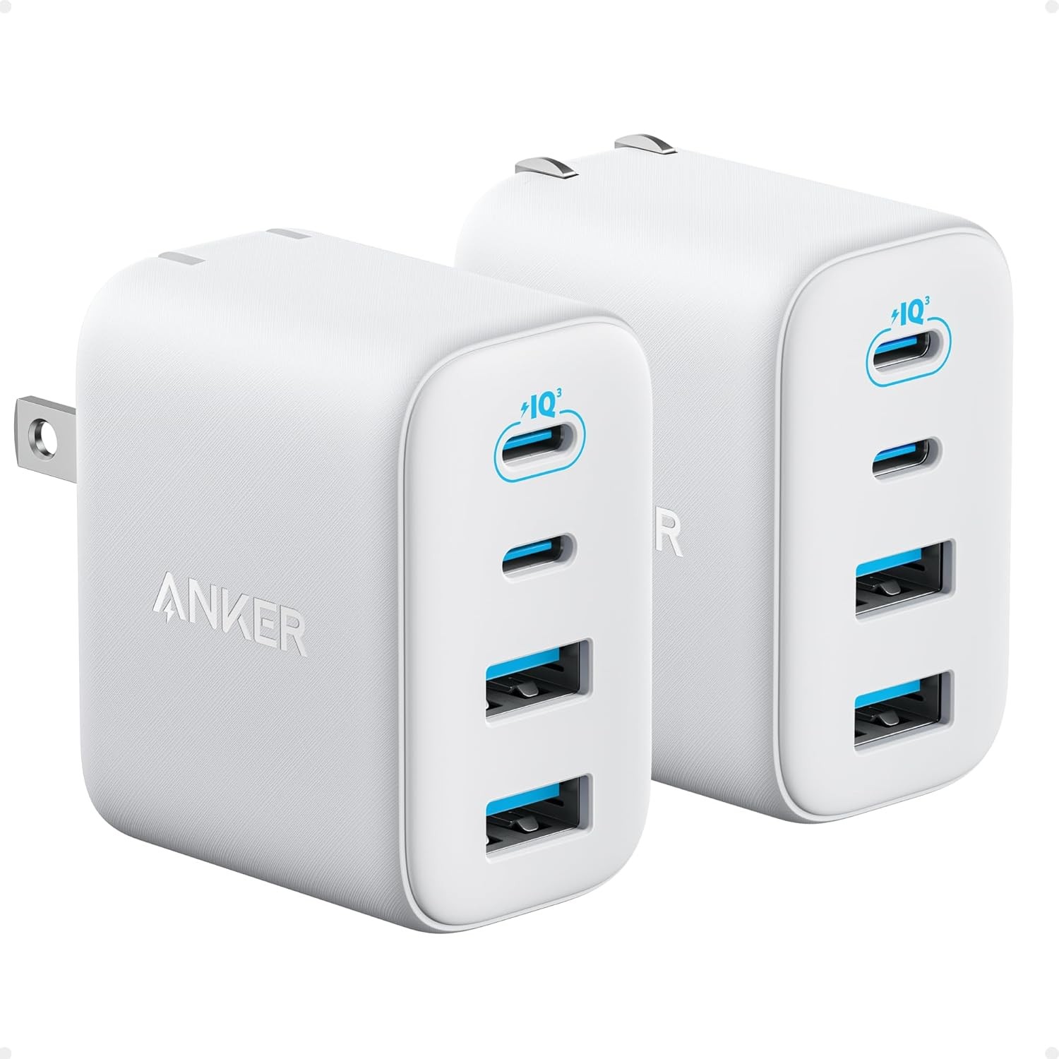 Anker Zolo USB C Charger Block, 2-Pack 4-Port Wall Adapter with 50W Max Output