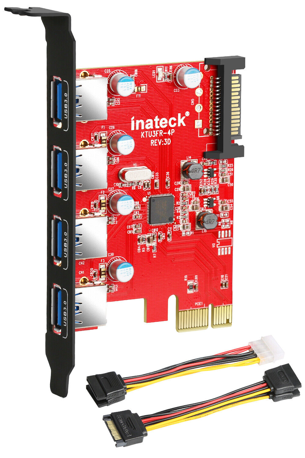 Inateck 4 Ports PCI-E to USB 3.0 Expansion Card 5Gbps 15-Pin Power Connector