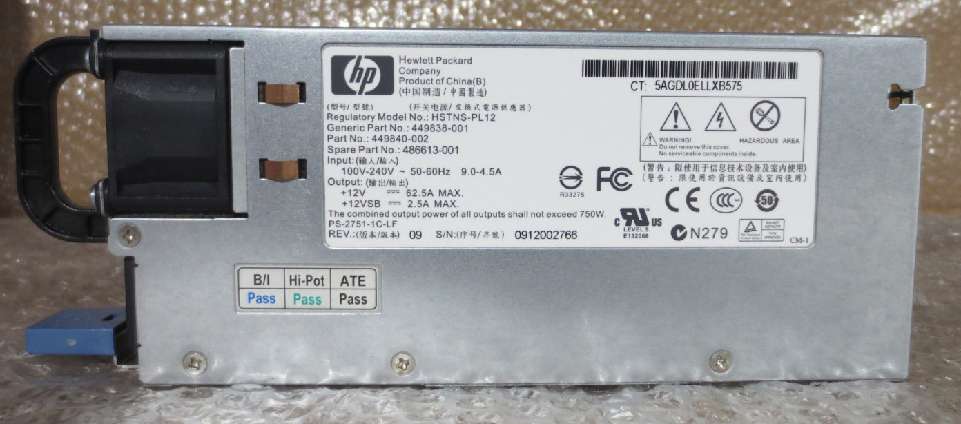 HP Server Power Supply 750W HSTNS-PL12 449838-001
