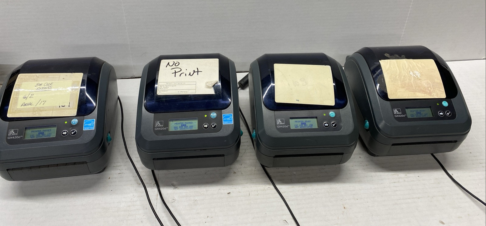 FOUR Zebra Printer  Models GX 420D    With Adaptor & Power Cord   ZB-02