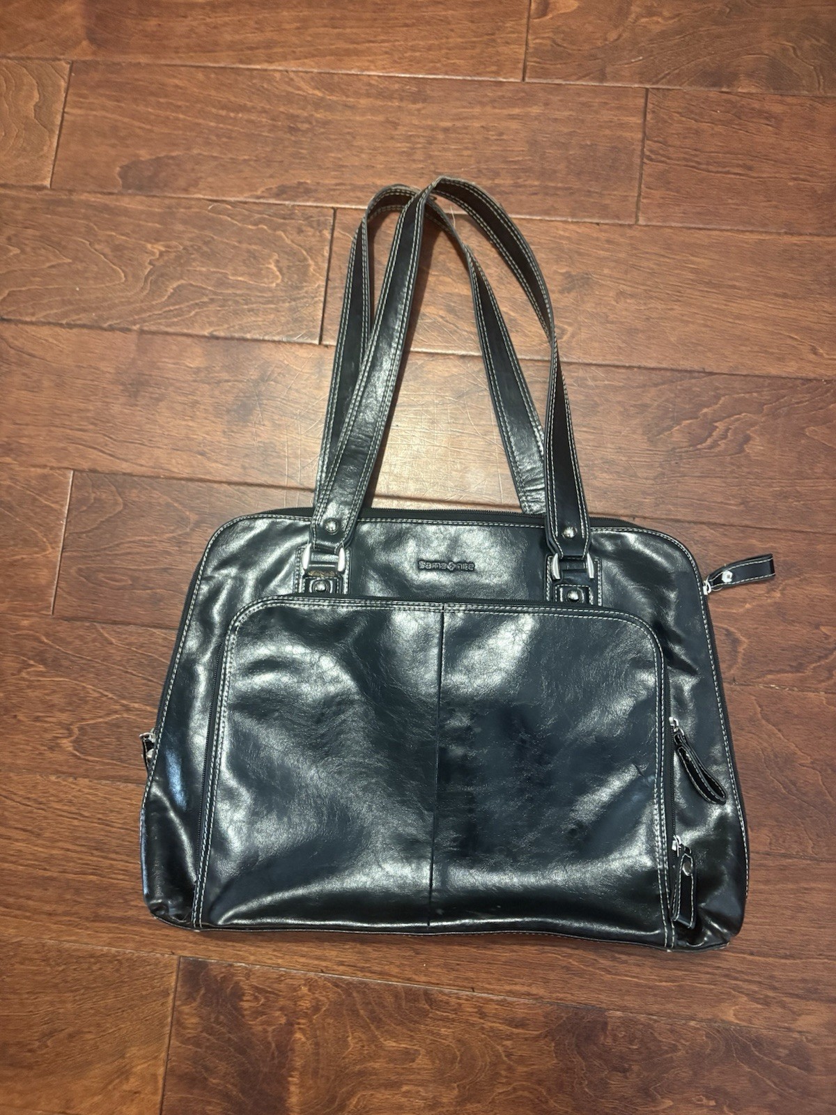 SAMSONITE White Stitch Vegan Leather Laptop Work Tote Travel Bag- Up To 17.5”