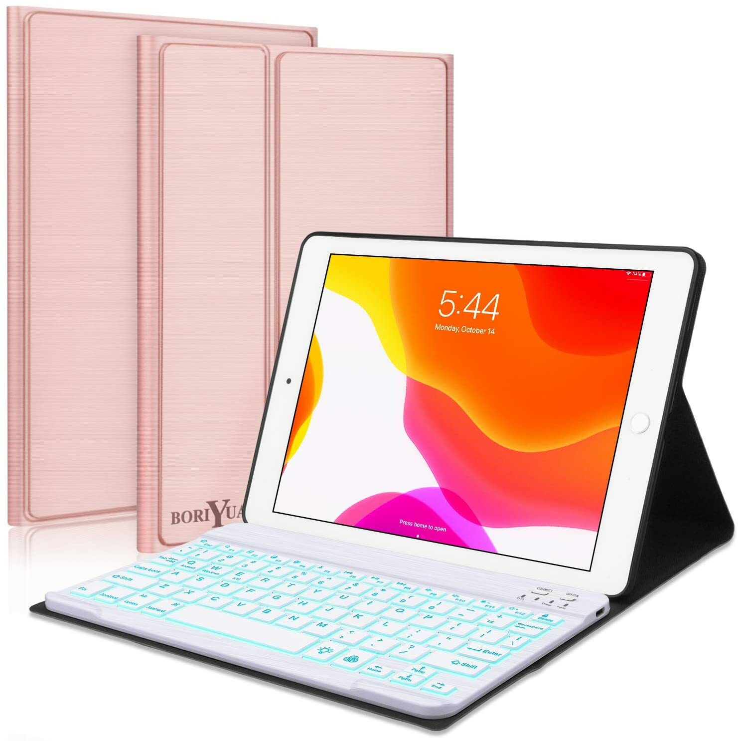 New iPad 10.2 8th 7th Generation 2019 Keyboard Case,Boriyuan 7 Colors Backlit