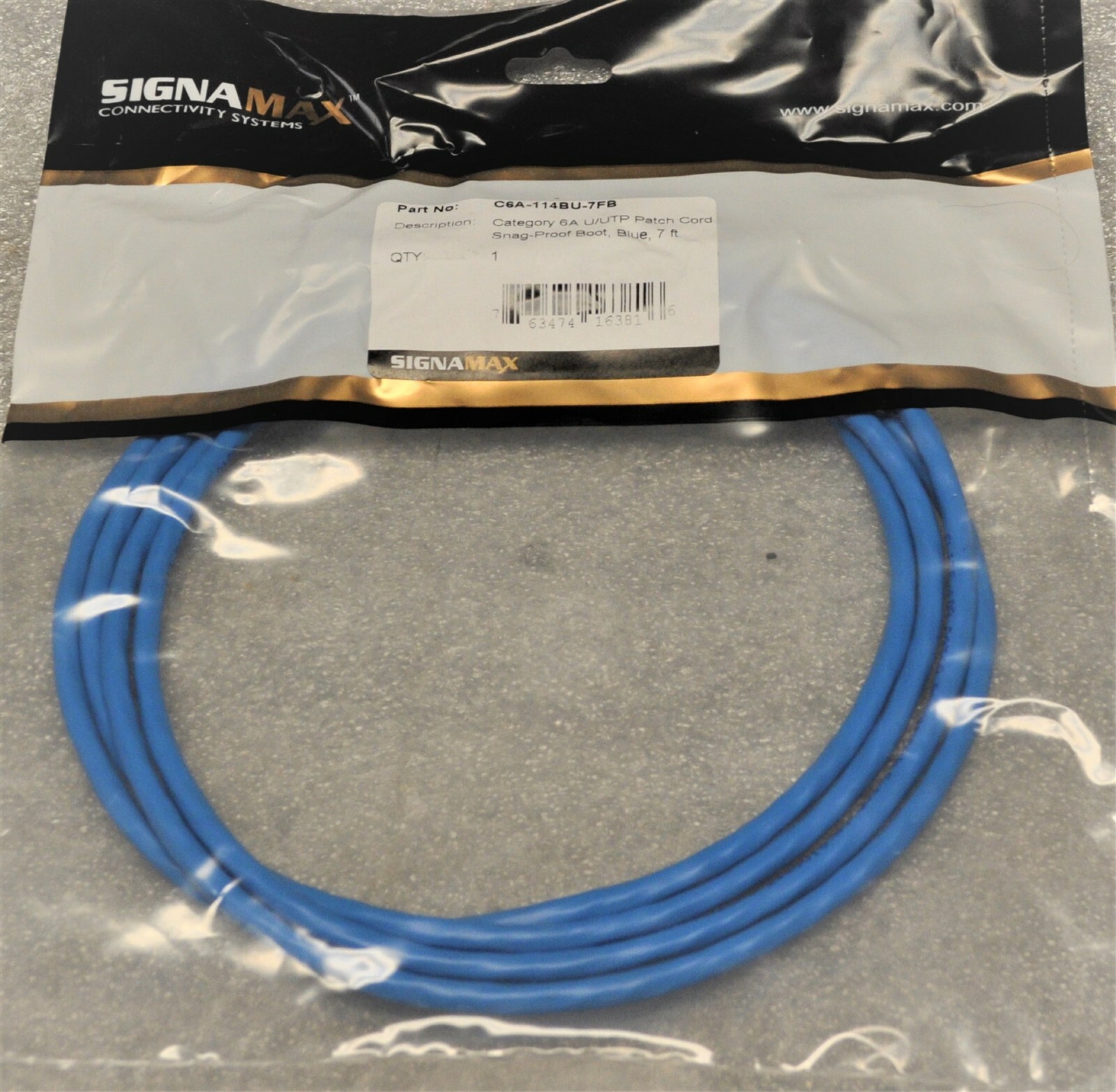 SIGNAMAX RJ45 CAT6, 7FT ETHERNET PATCH CABLE NEW SCHOOL SURPLUS 