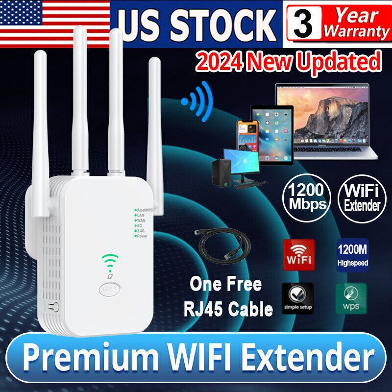 2024 NEW WiFi Range Extender Repeater 5G Wireless Router Signal Booster 1200Mbps