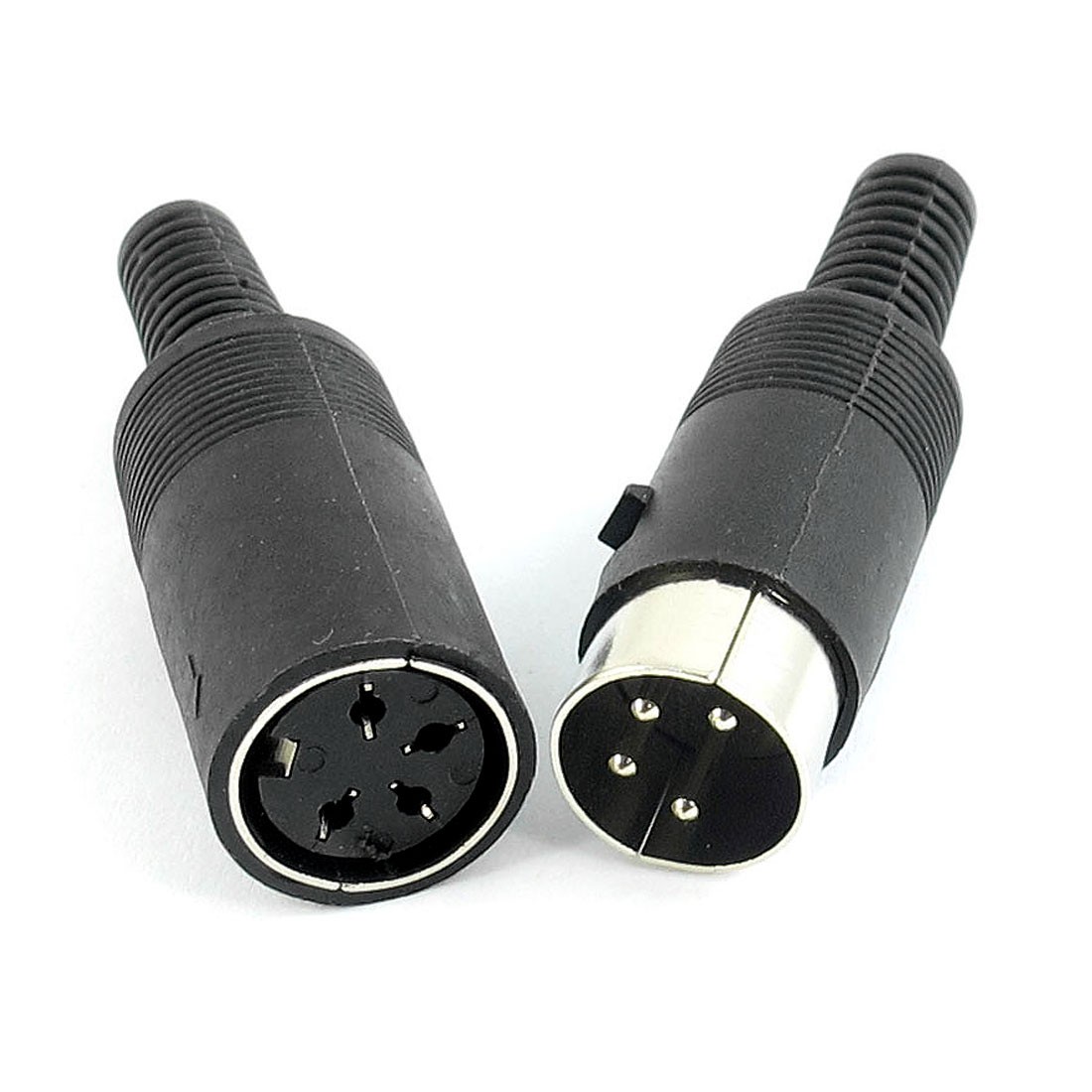 Pair Black Plastic Housing 4-Pin DIN Male Female  Connector 6mm