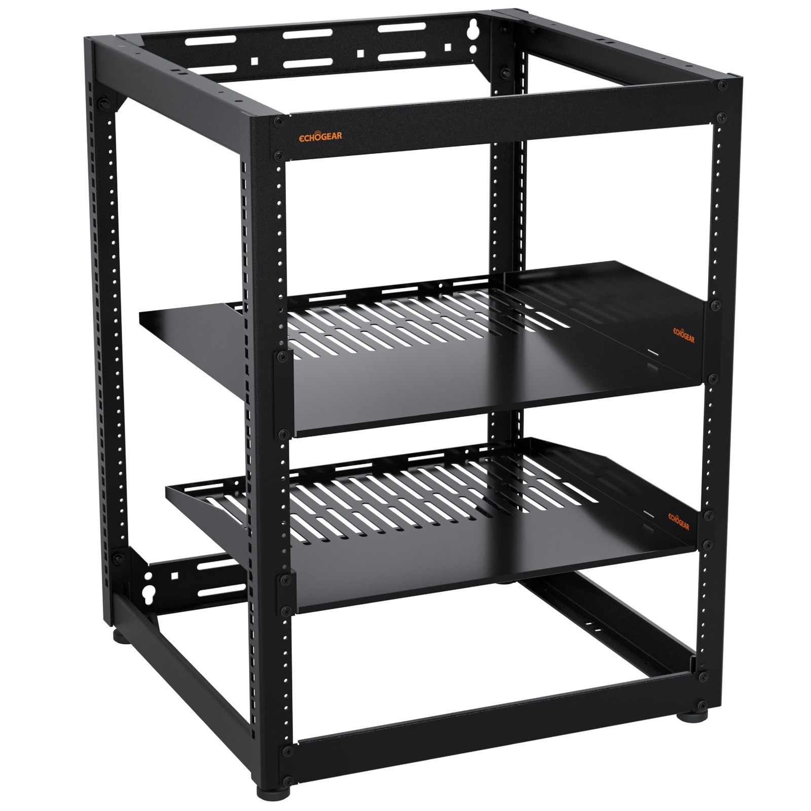 ECHOGEAR 15U Open Frame Rack for Servers & AV Gear - Wall Rack, Black
