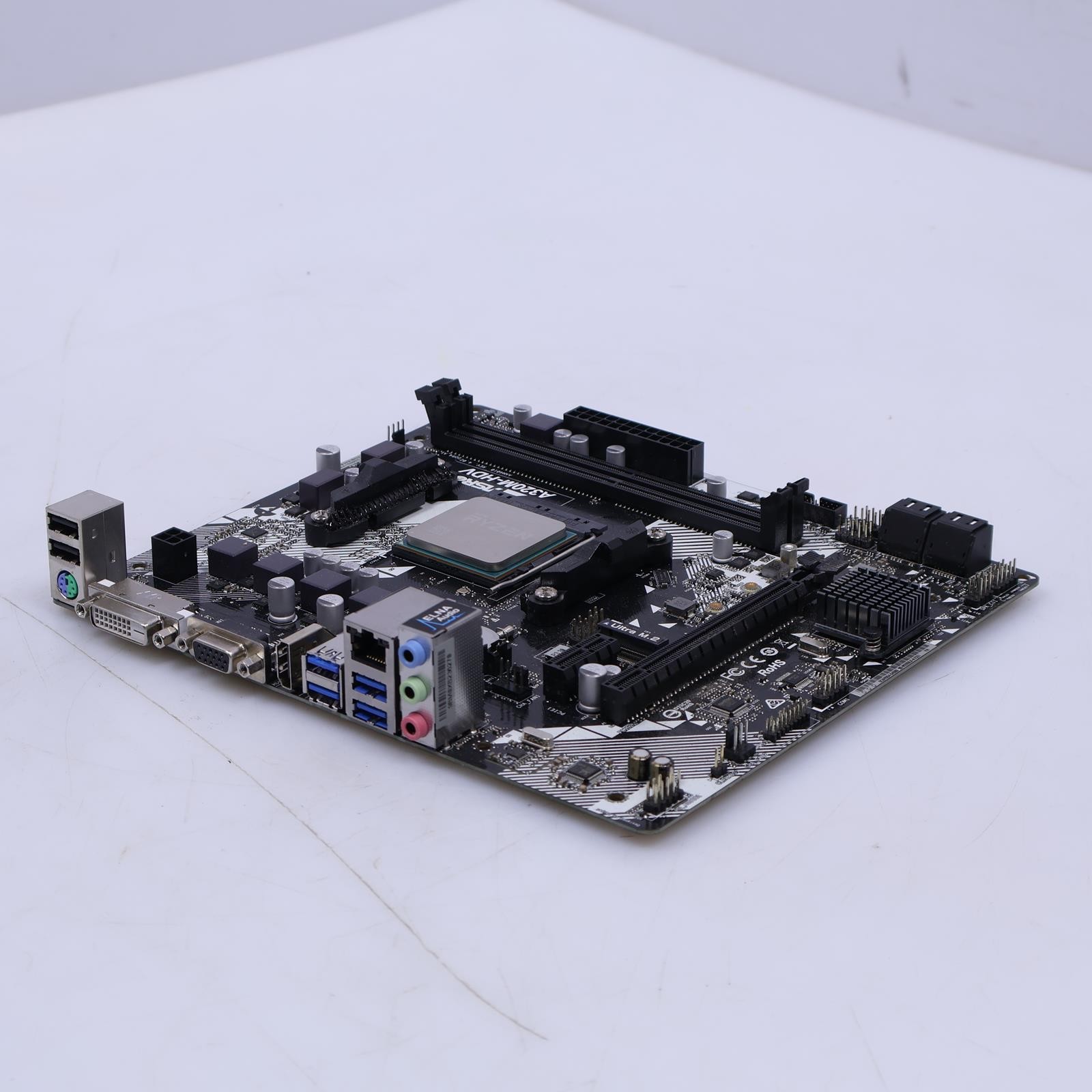 Asrock A320M-HDV AMD Ryzen 5 Pro 2400GE 2nd Gen DDR4 Motherboard w/ IO Shield