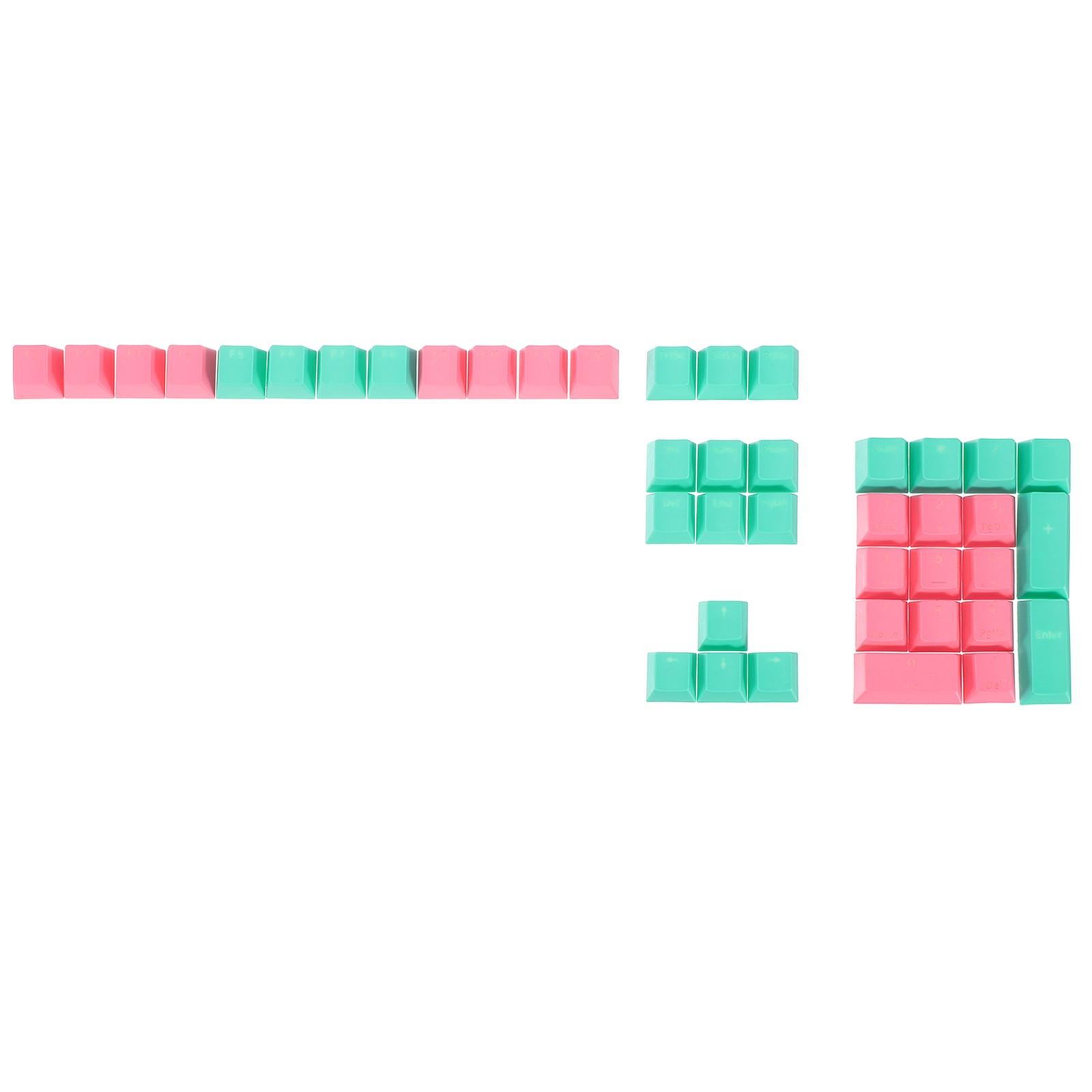 42 Key PBT Keycap Set Mechanical Numeric Keypads for Keyboard, Green Pink