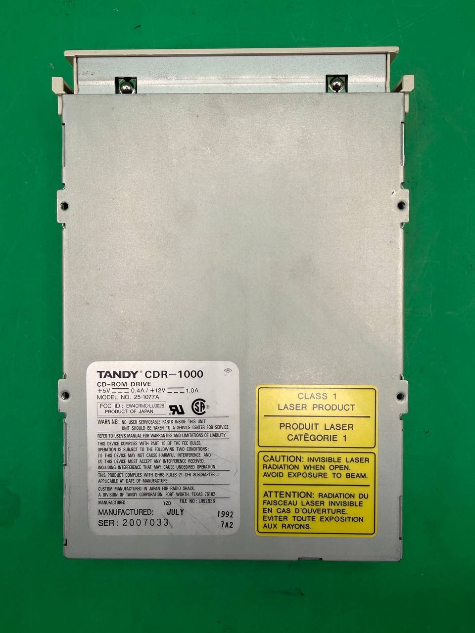 Tandy CDR-1000 Internal CD-ROM Drive 25-1077A Vintage 1992 TC
