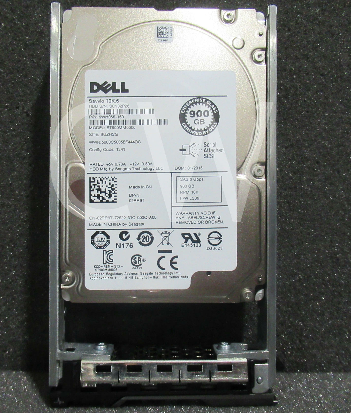 02RR9T 2RR9T ST900MM0006 Dell 900GB 10K RPM 6Gb/s 2.5" SAS SERVER HDD Hard Drive