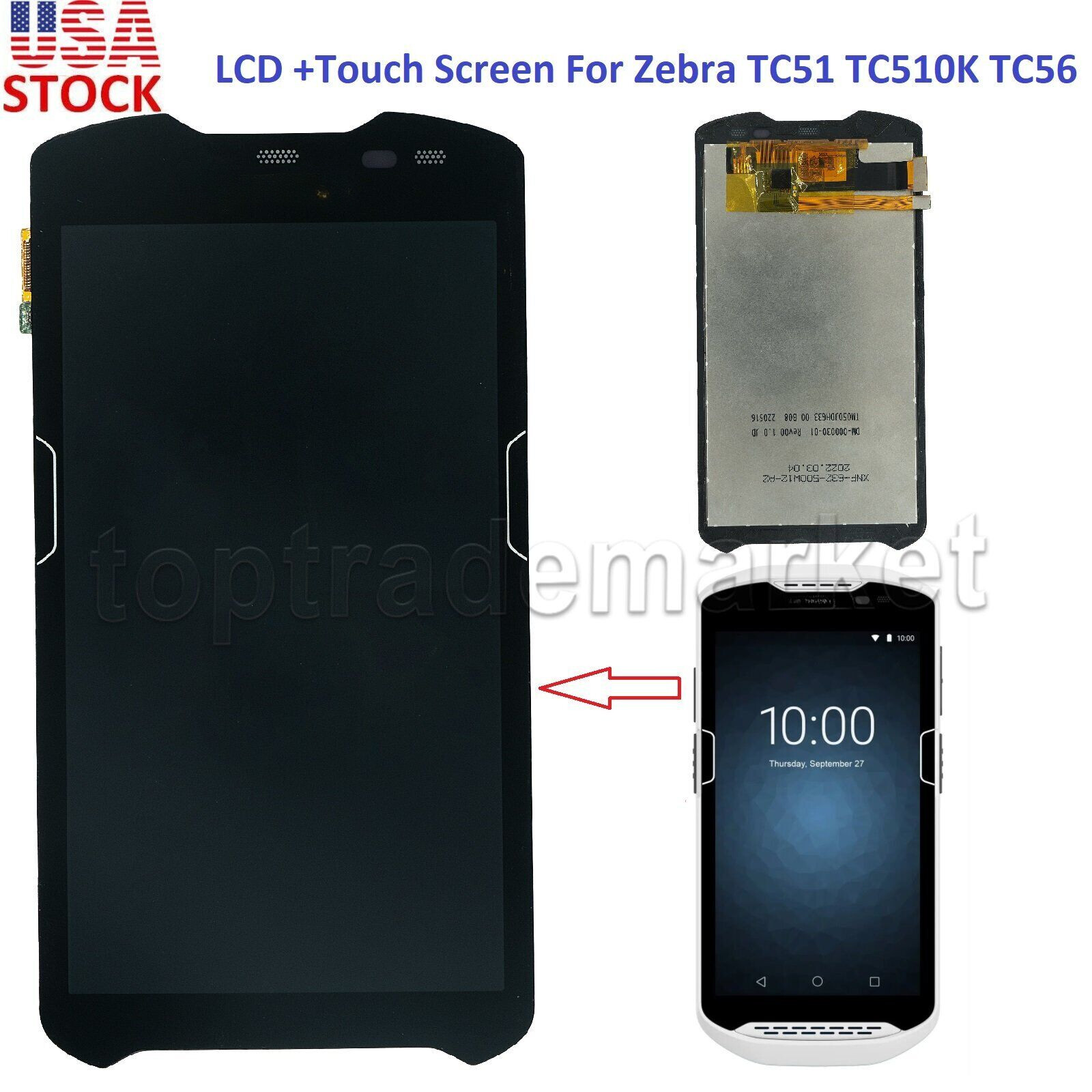 OEM LCD Module w/ Touch Screen Digitizer For Zebra TC51 TC510K TC56 TM050JDHG33