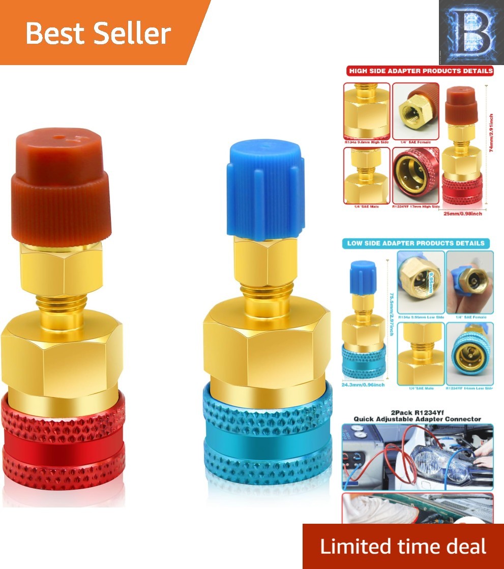 R1234yf to R134a Adapter Set with Red & Blue Couplers - Safe and Versatile Use