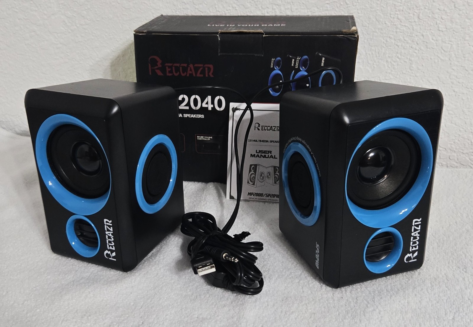 RECCAZR  2.0 Multimedia Speakers SP2040 - Blue - Open Box