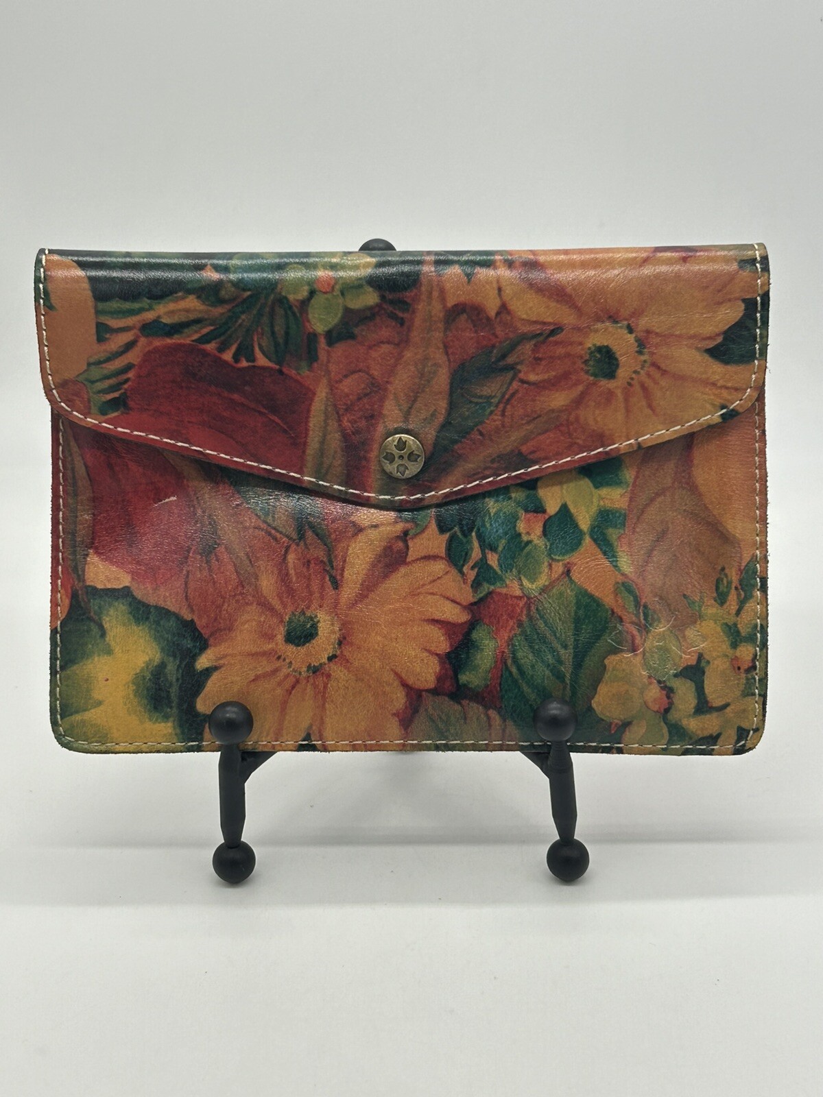 Patricia Nash Red & Green Leather Mini iPad Case Accessories Pouch Clutch