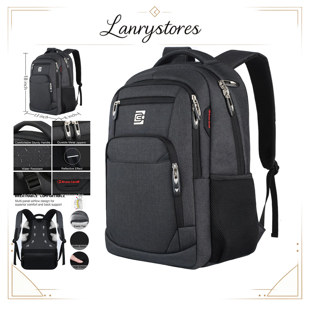 Slim Anti-Theft Laptop Backpack for Business Travel & College - Stylish & Functi