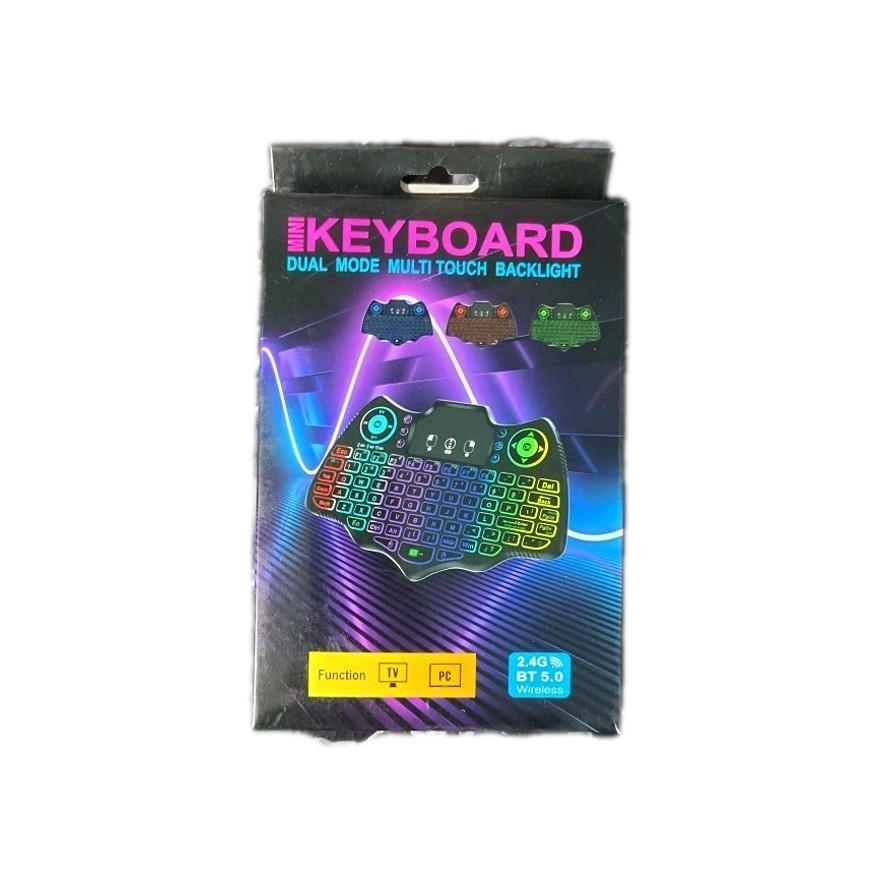 NEW V18 Mini Wireless Keyboard Backlit Multilingual 2.4G+BT4.2 AirMouse Touchpad