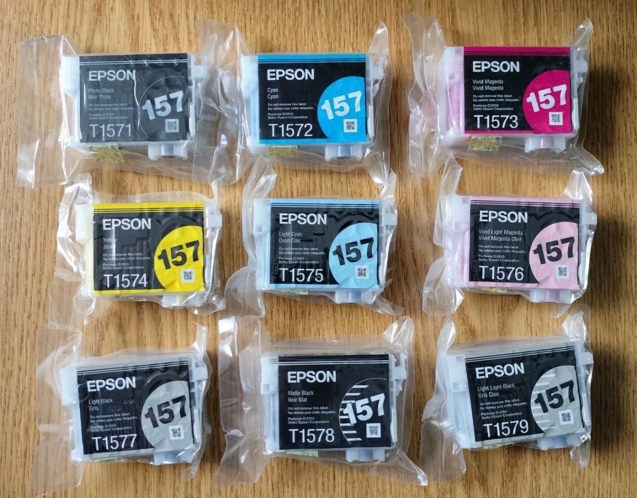 9 Pack T157 Print Ink Cartridges for EPSON Stylus Photo R3000 NEW