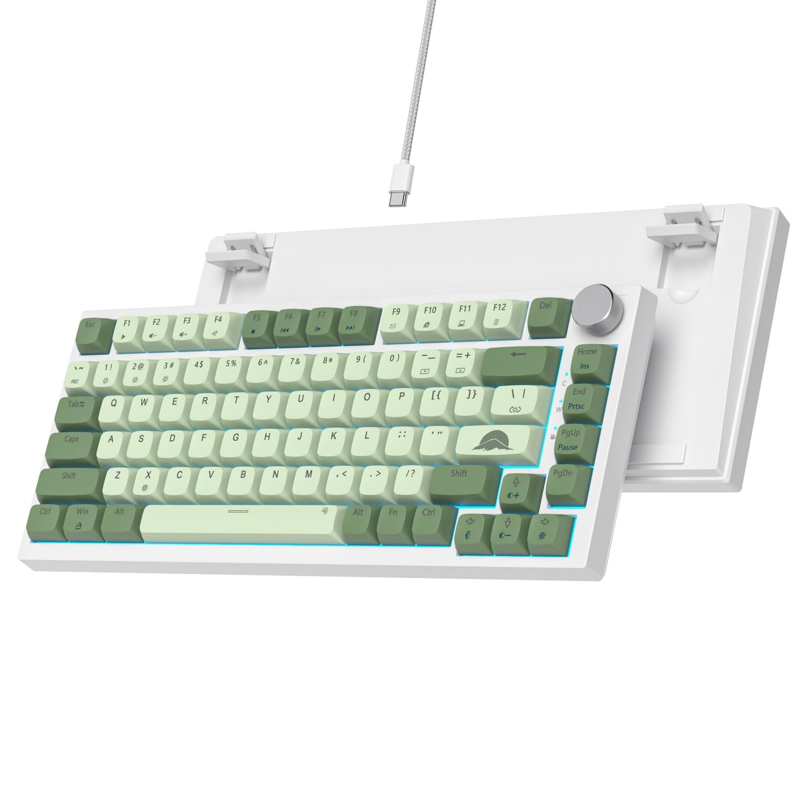 Ussixchare 75% Mechanical Gaming Keyboard 82 Keys Matcha Green Keyboard Hot S...