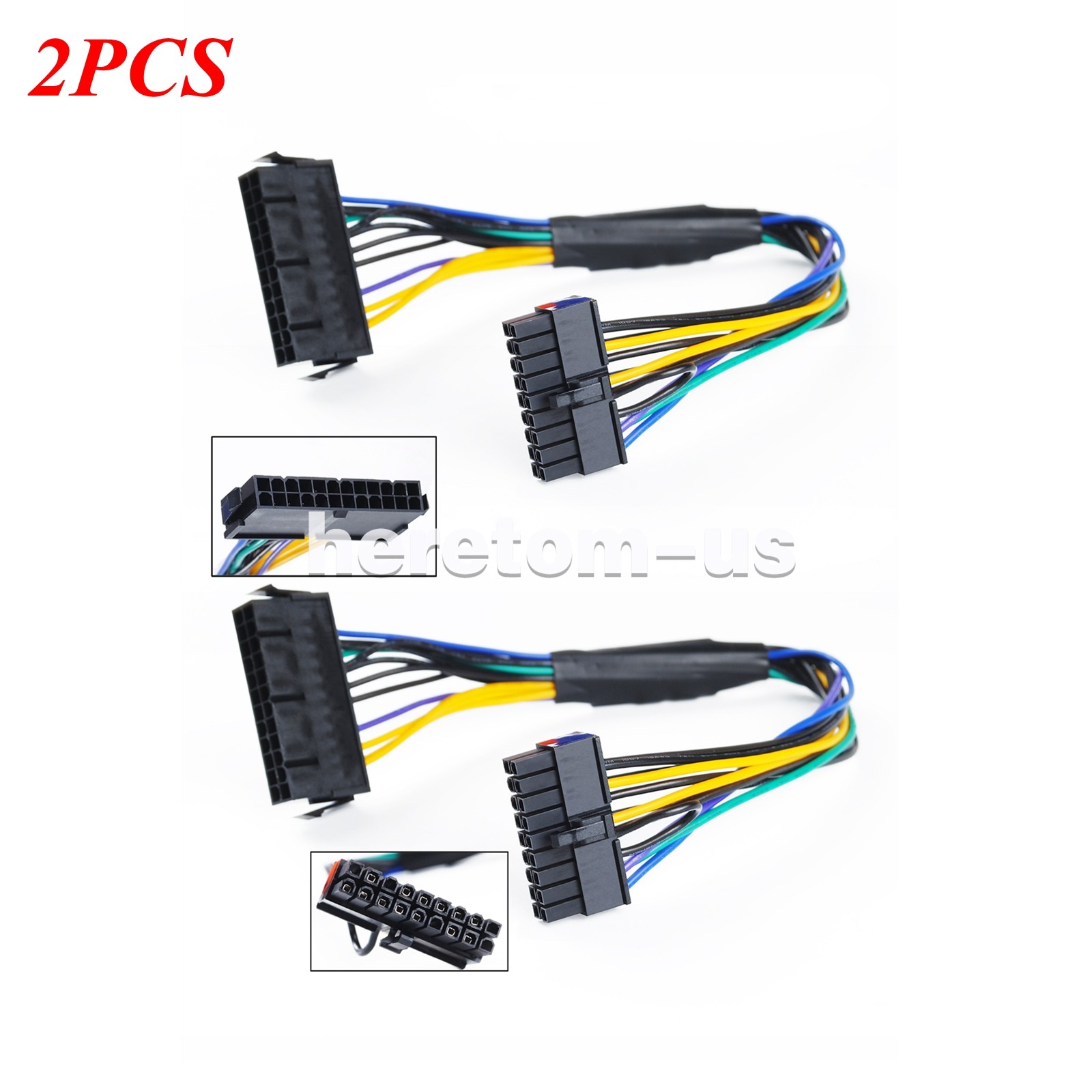 2PCS 24P to 18P Power Supply ATX PSU Cable 30cm for HP Z420 Z620 PC Motherboard