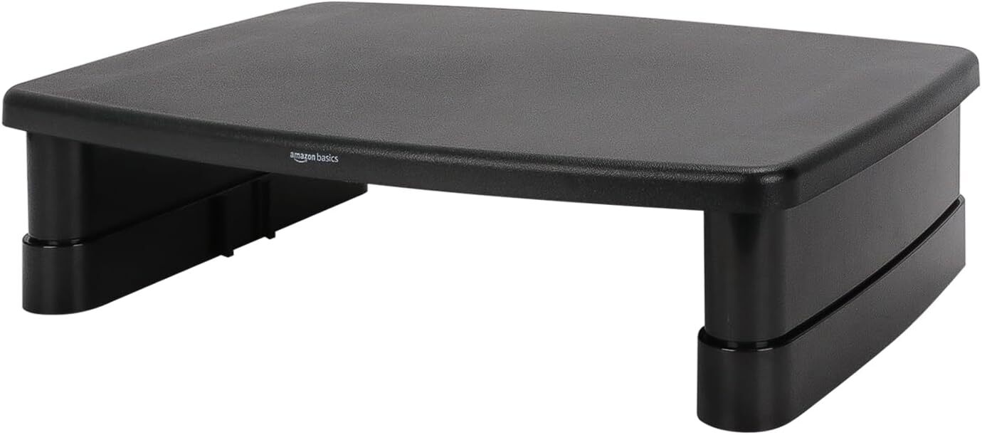 Amazon Basics Rectangular Adjustable Computer Monitor Riser Desk Stand Black 