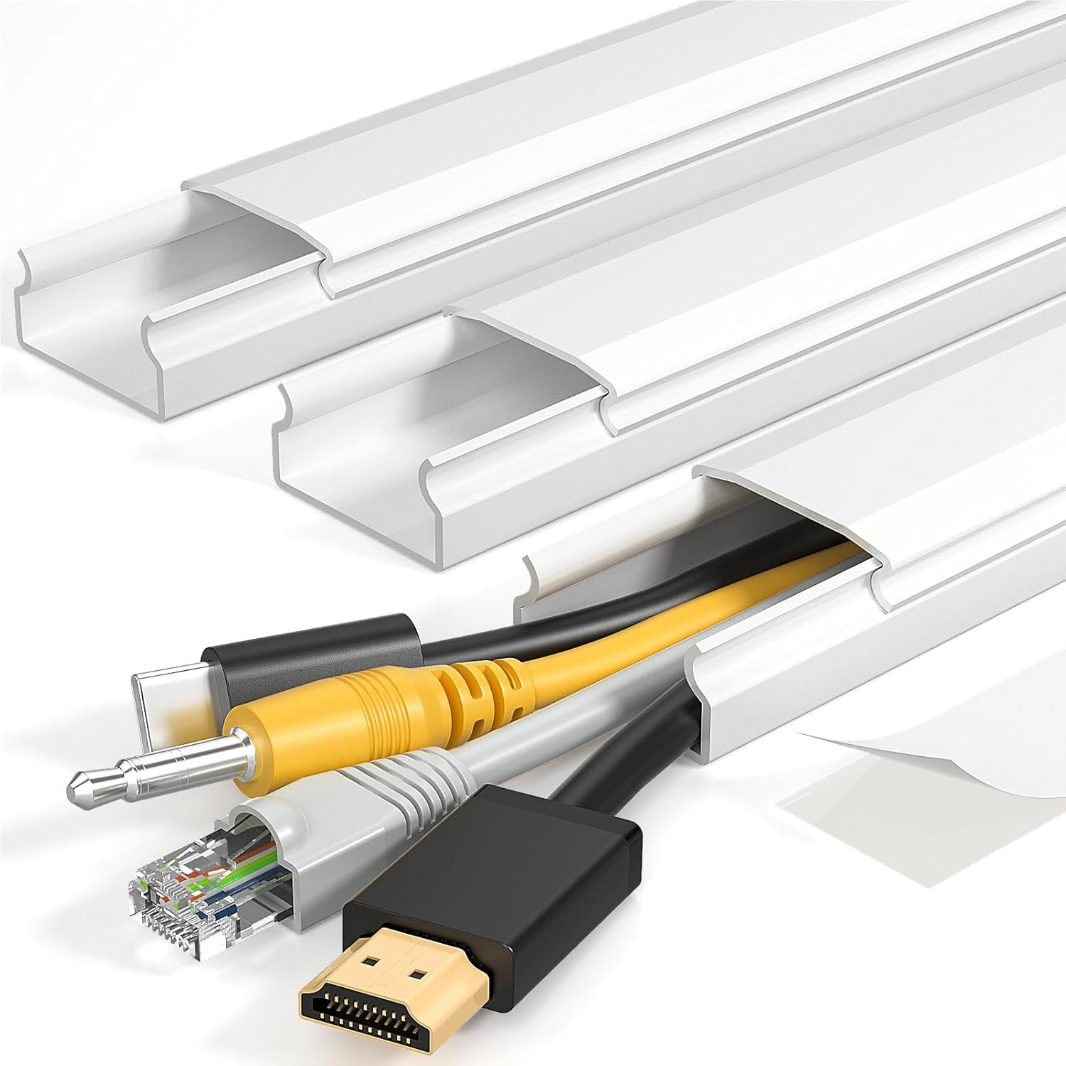 42" TV Cord Cover Cable Raceway Wall Wire Hider Concealer White