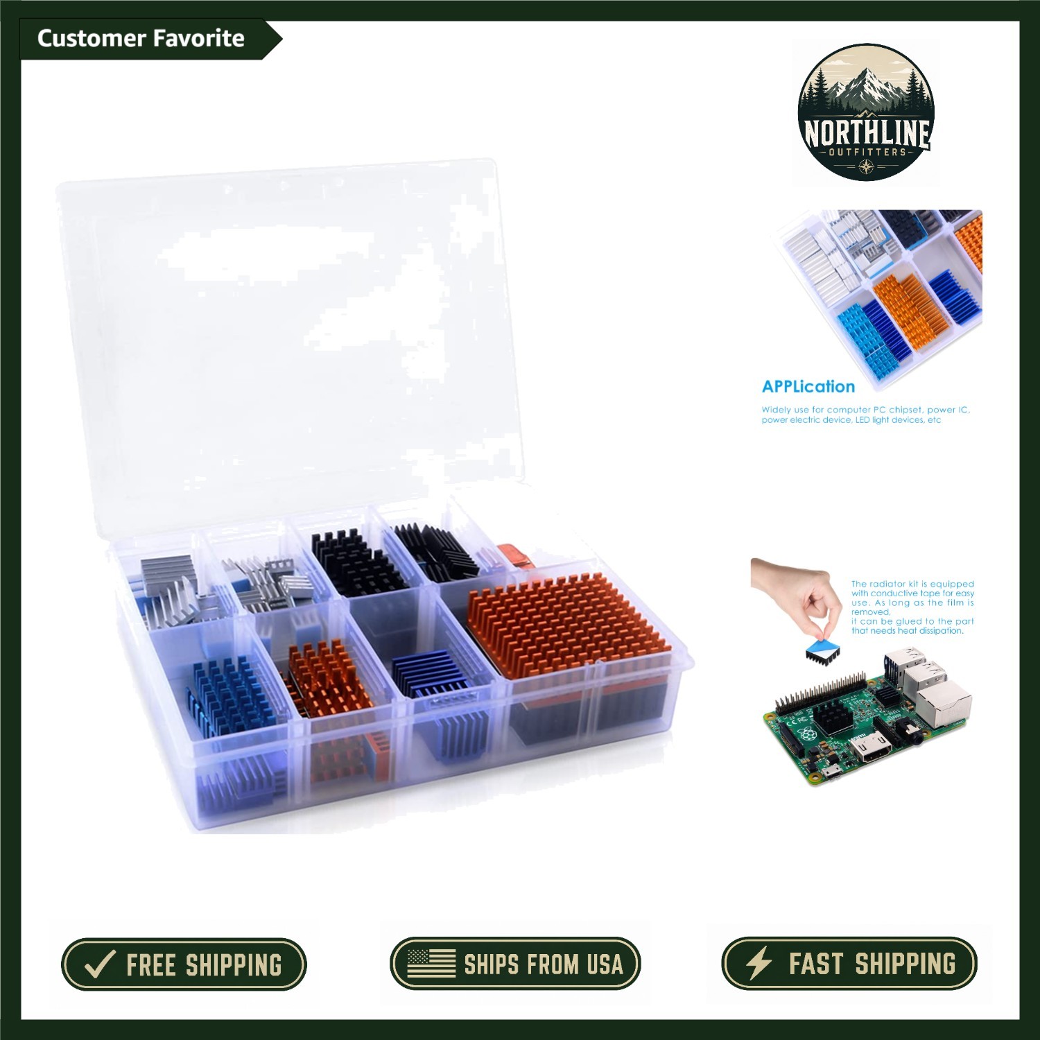 102pcs Heatsink Kit with Adhesive Tape for Raspberry Pi & Electronics Cooling